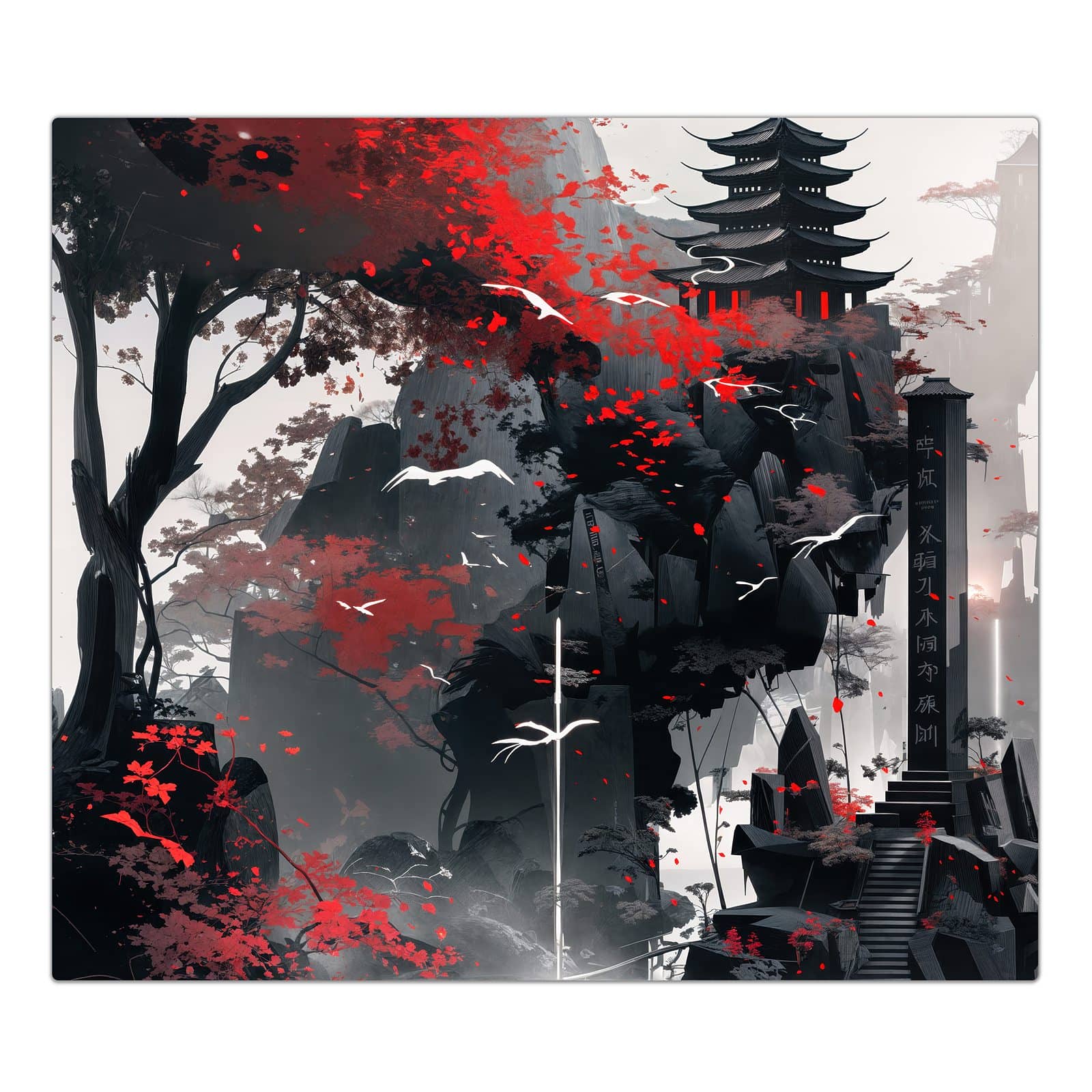 1-teilige Glasabdeckplatte für Ceranfeld mit Mystischer Tempel-Motiv in der Frontansicht #grösse_1-Teilig (60x52cm)