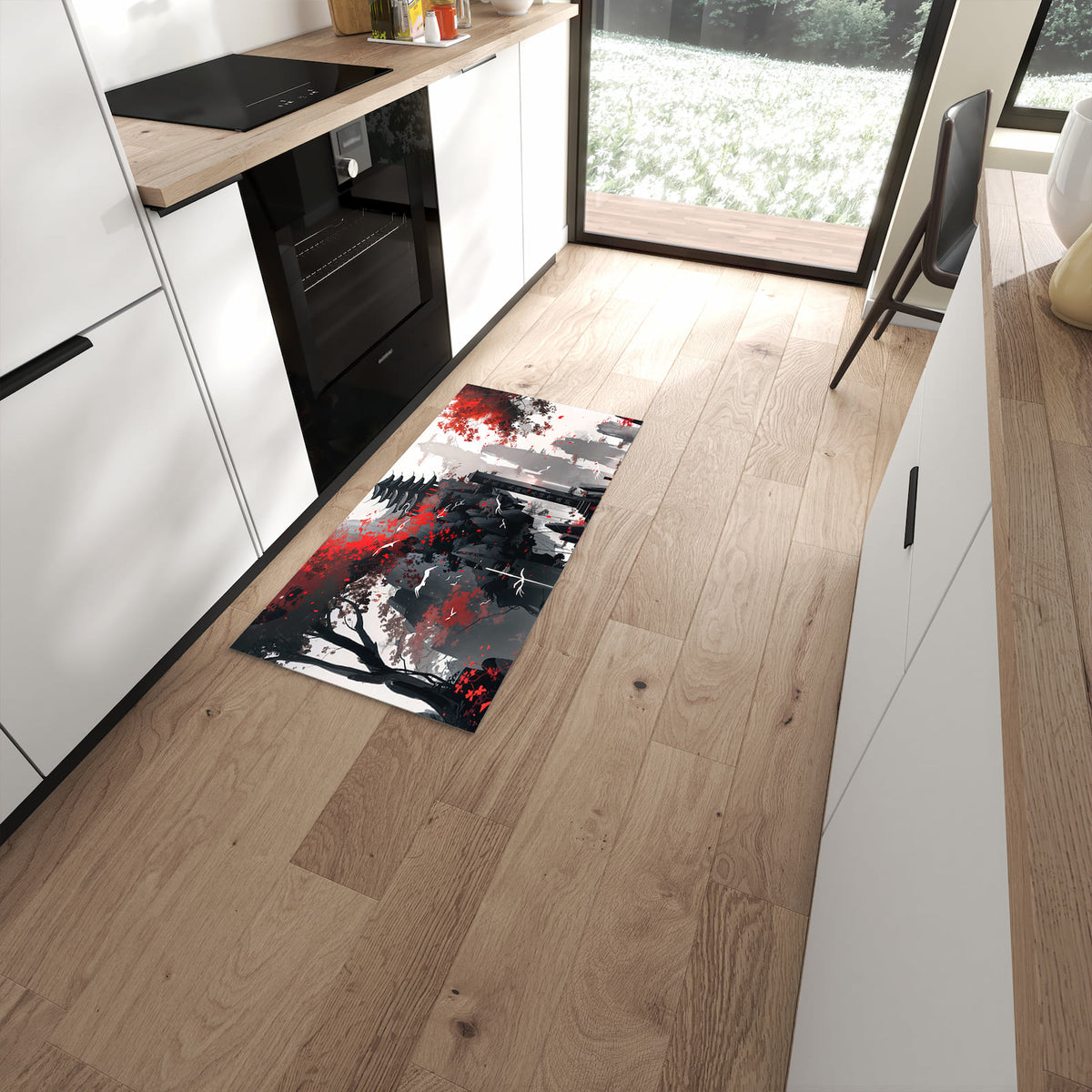 Pflegeleichter Küchenteppich mit Motiv Mystischer Tempel in moderner Küche #grösse_60 x 120 cm