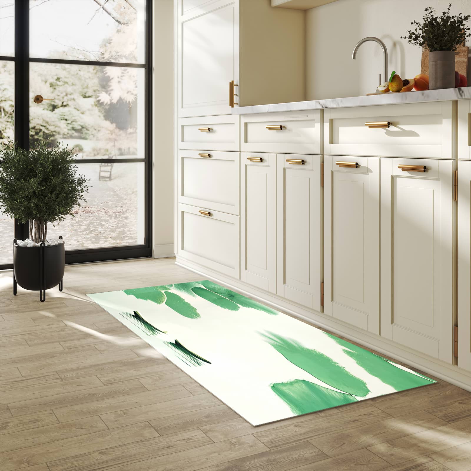 Langlebiger Läufer mit Motiv Boote auf dem See für Eingangsbereich in heller Küche