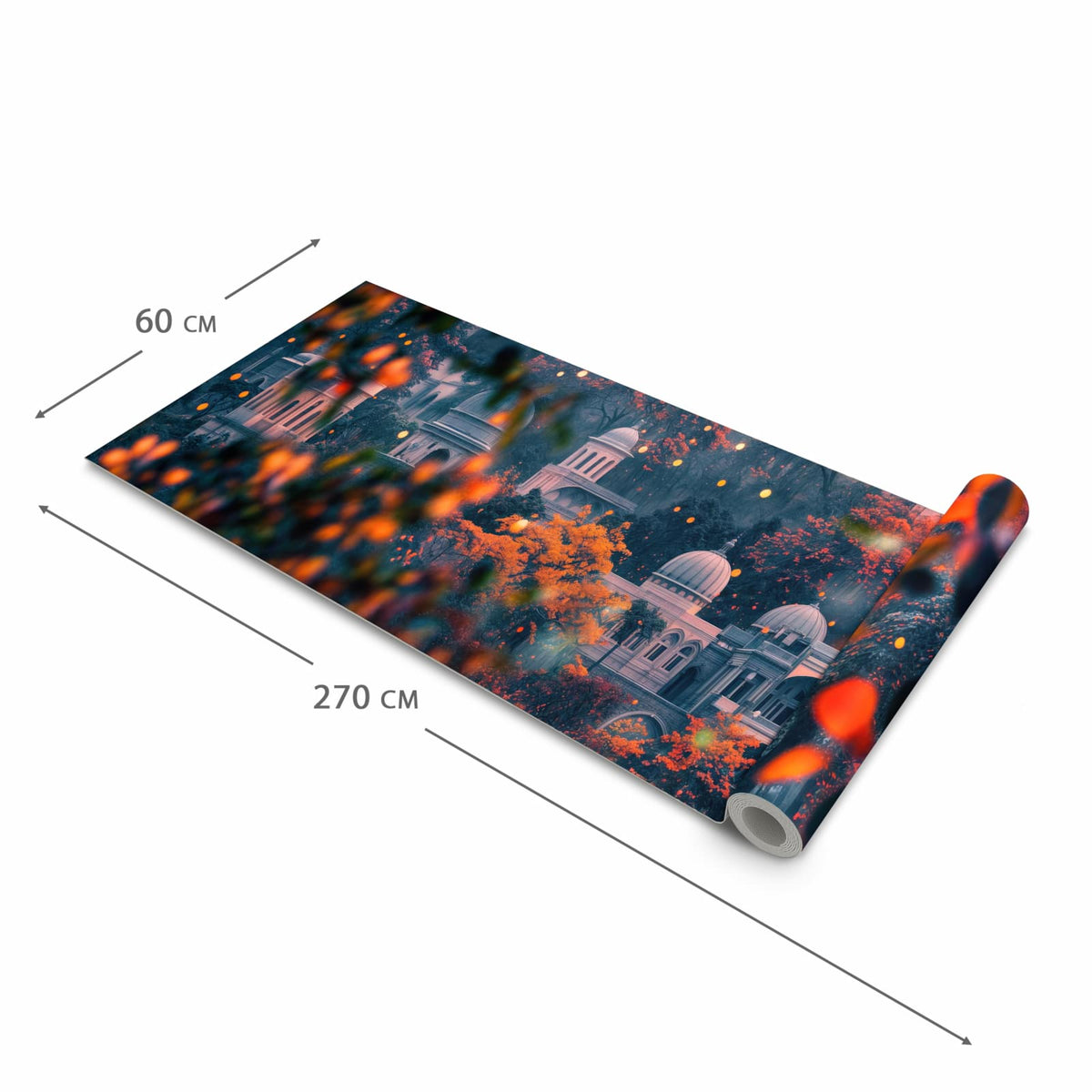 Bodenschonender großer Küchenteppich mit Motiv Traumhafter Tempel in der Größe 90x240 cm