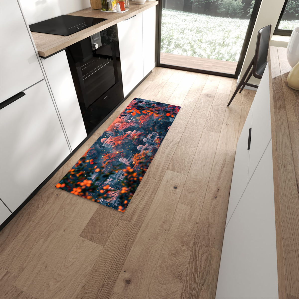 Pflegeleichter Küchenteppich mit Motiv Traumhafter Tempel in moderner Küche #grösse_60 x 150 cm
