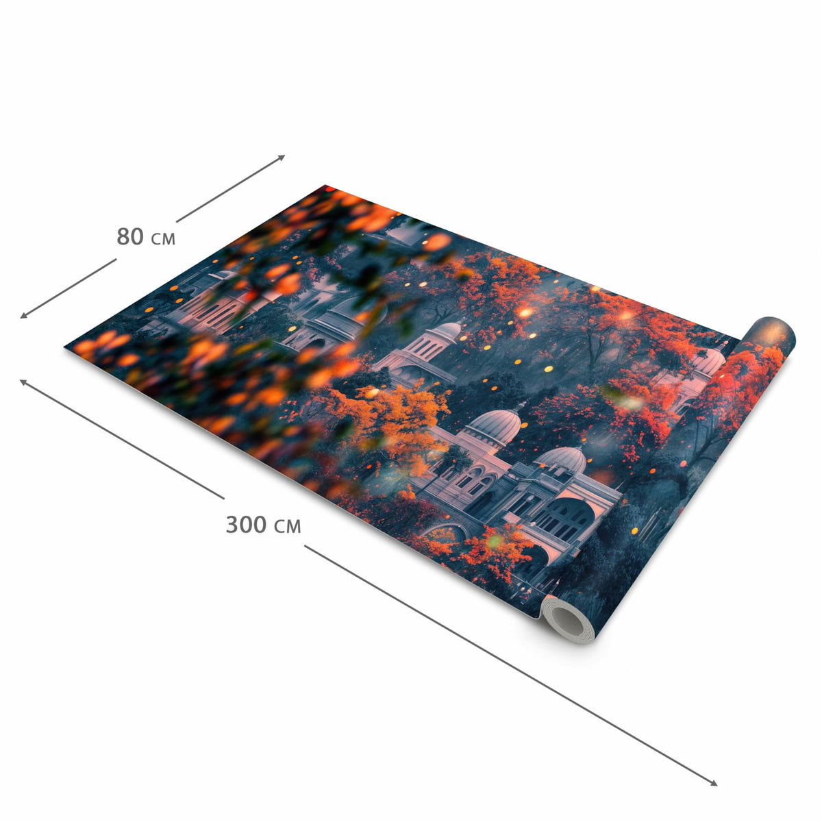 Abriebfester rutschfester Küchenläufer mit Motiv Traumhafter Tempel in der Größe 90x240 cm