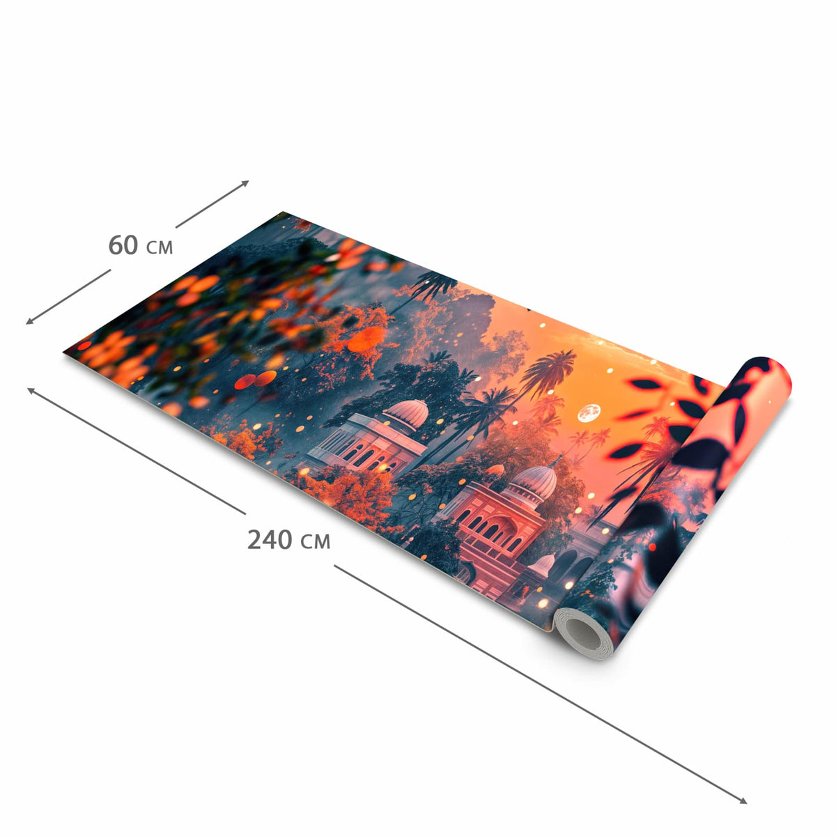 Waschbarer Küchenteppich mit Motiv Traumhafter Tempel in der Grösse 90x240 cm für Ordnung