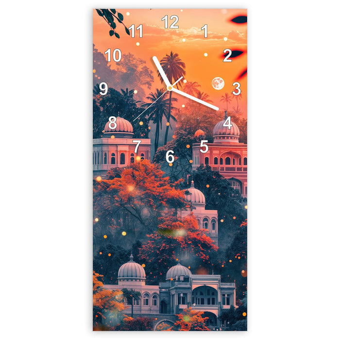 Wanduhr Traumhafter Tempel aus Glas – Hochformat 30 × 60 cm mit Ziffernblatt Modern