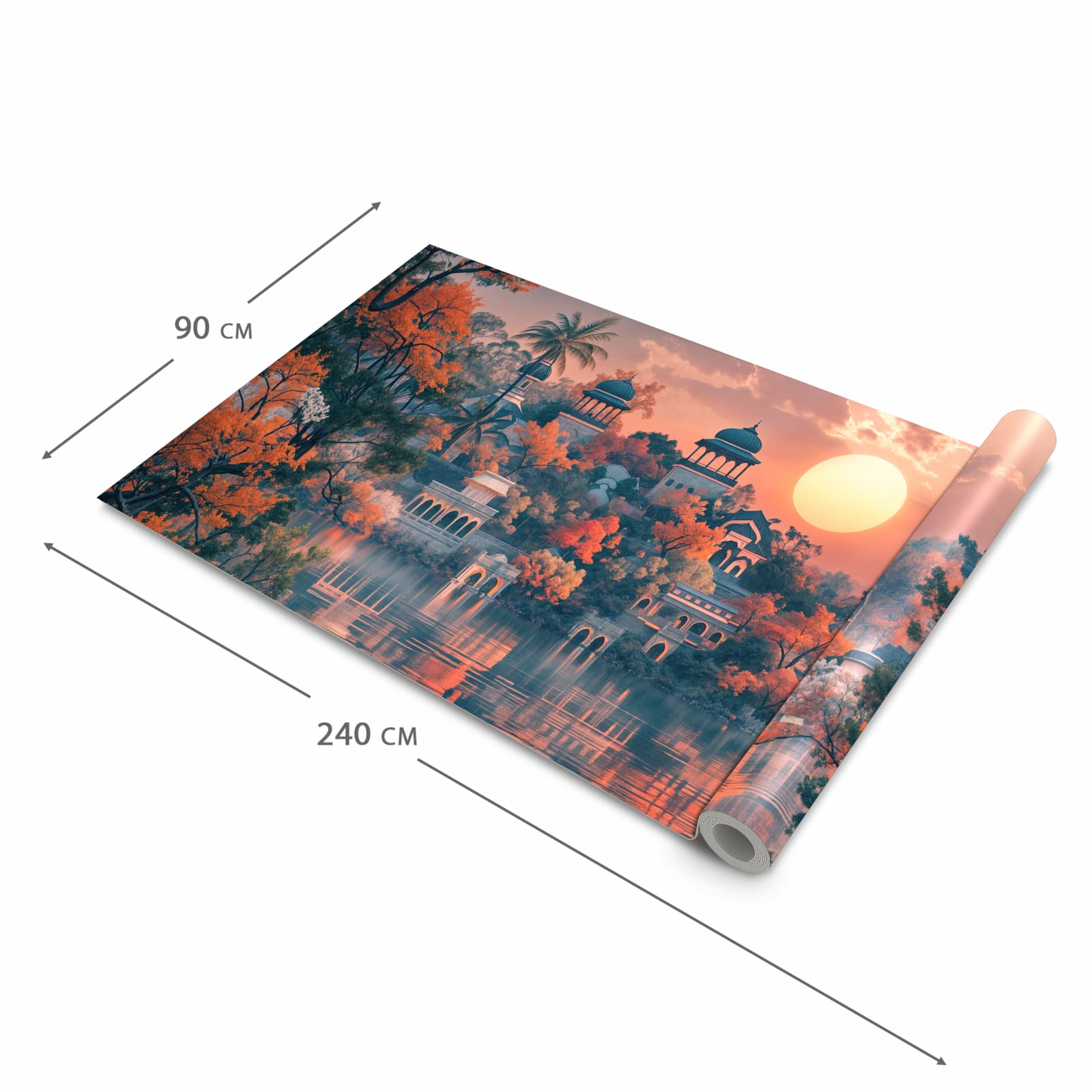 Langlebiger Küchenläufer mit Motiv Sonnenuntergangspalast in der Grösse 90x240 cm