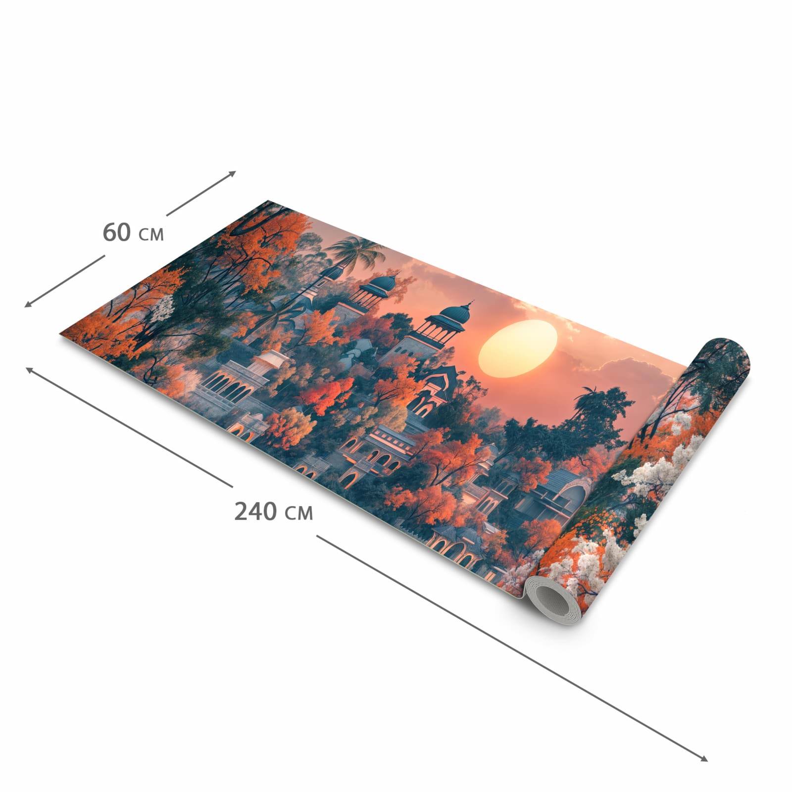 Flacher rutschfester Küchenteppich mit Motiv Sonnenuntergangspalast in der Grösse 90x240 cm