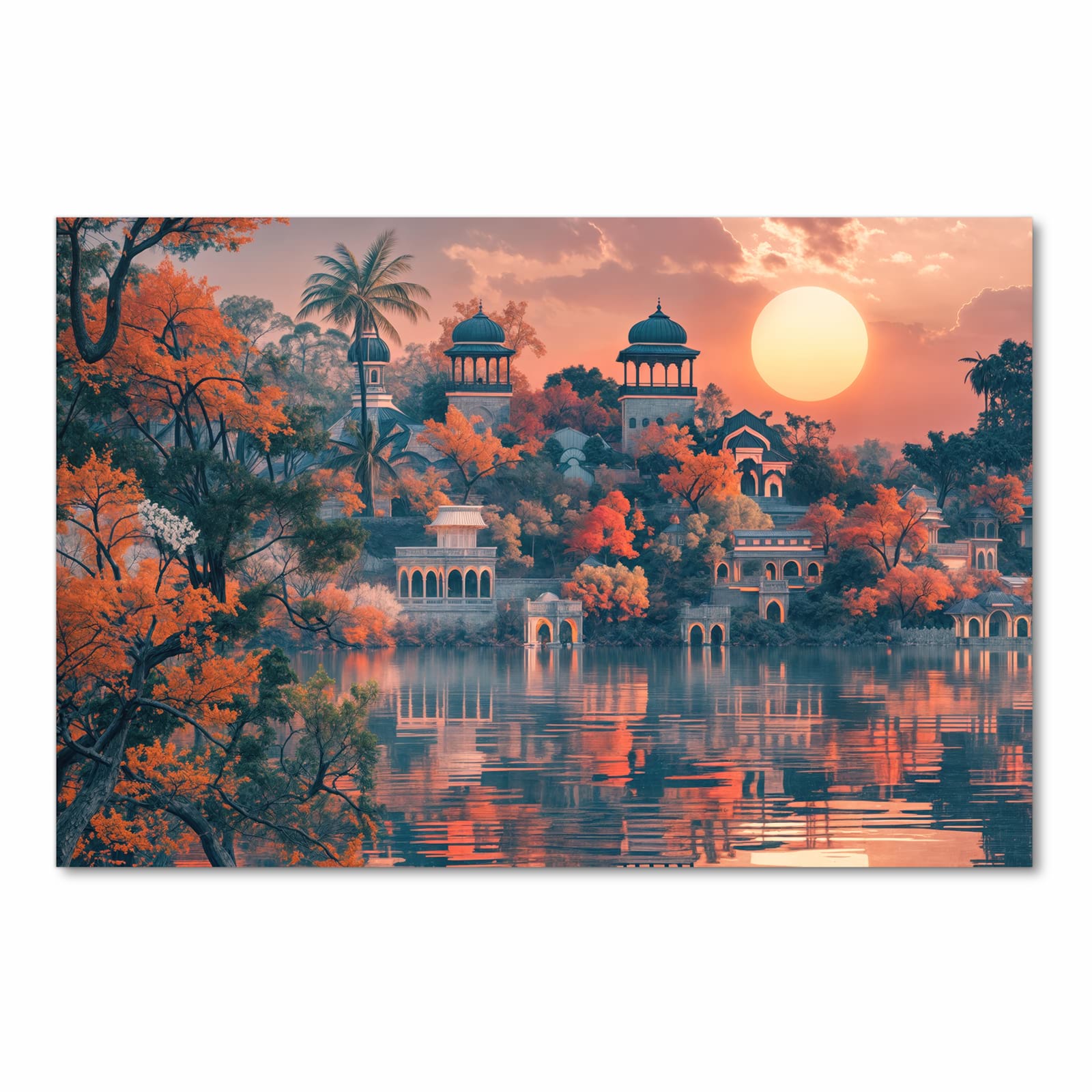 Bodenschonender Küchenteppich mit Motiv Sonnenuntergangspalast in Frontansicht