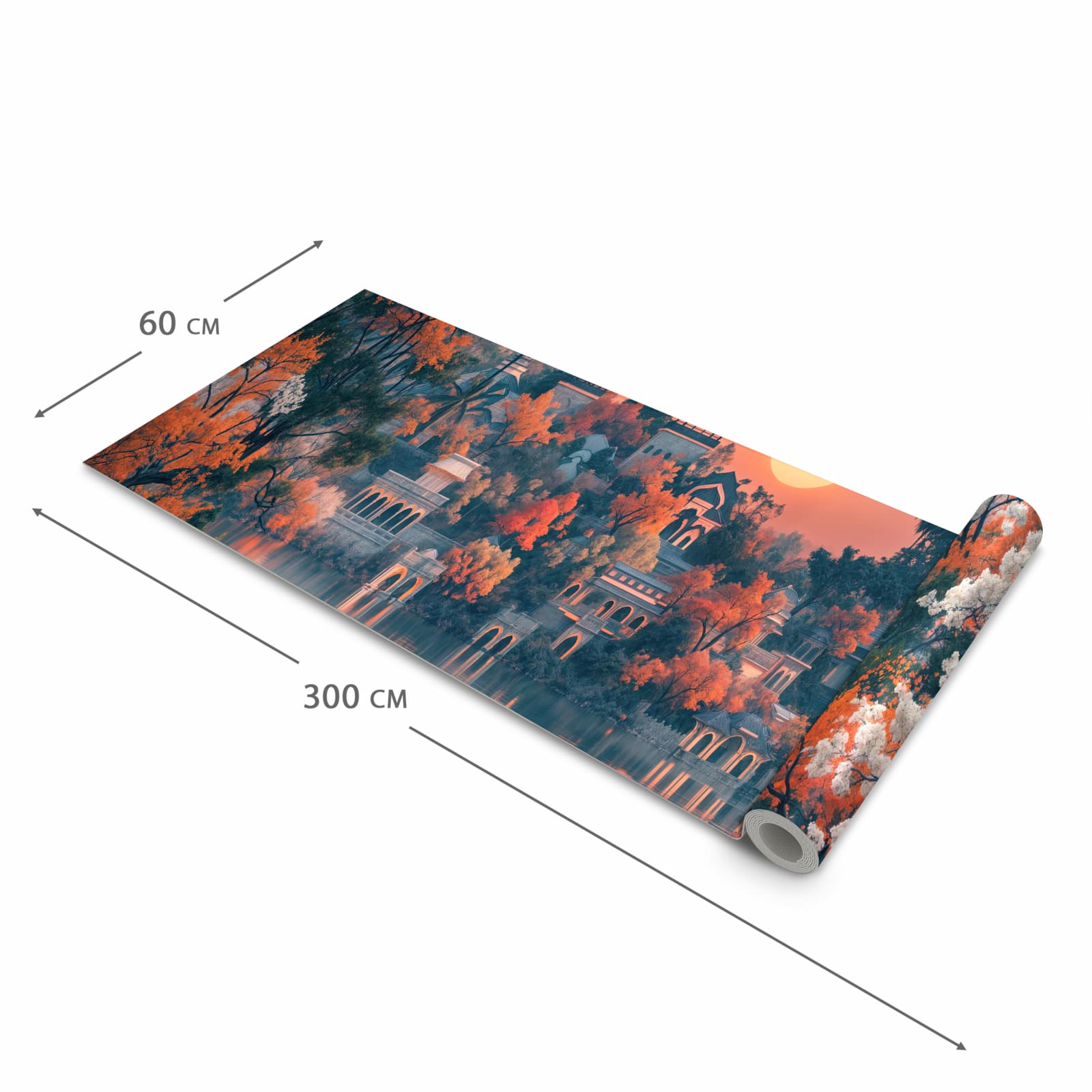 Komfortabler Teppich für Esszimmer mit Motiv Sonnenuntergangspalast in der Größe 90x240 cm