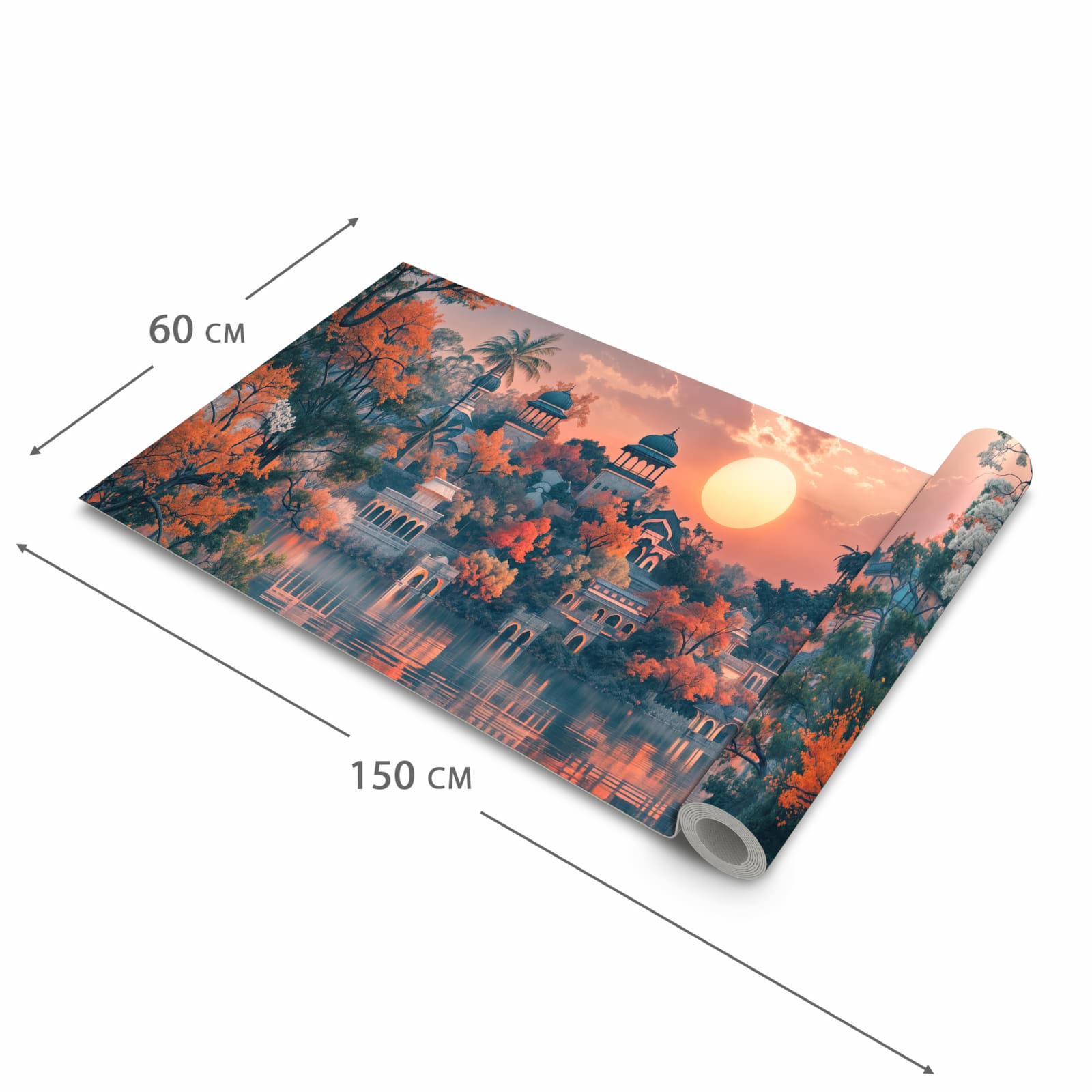 Geruchsneutraler rutschfester Läufer mit Motiv Sonnenuntergangspalast in der Grösse 90x240 cm