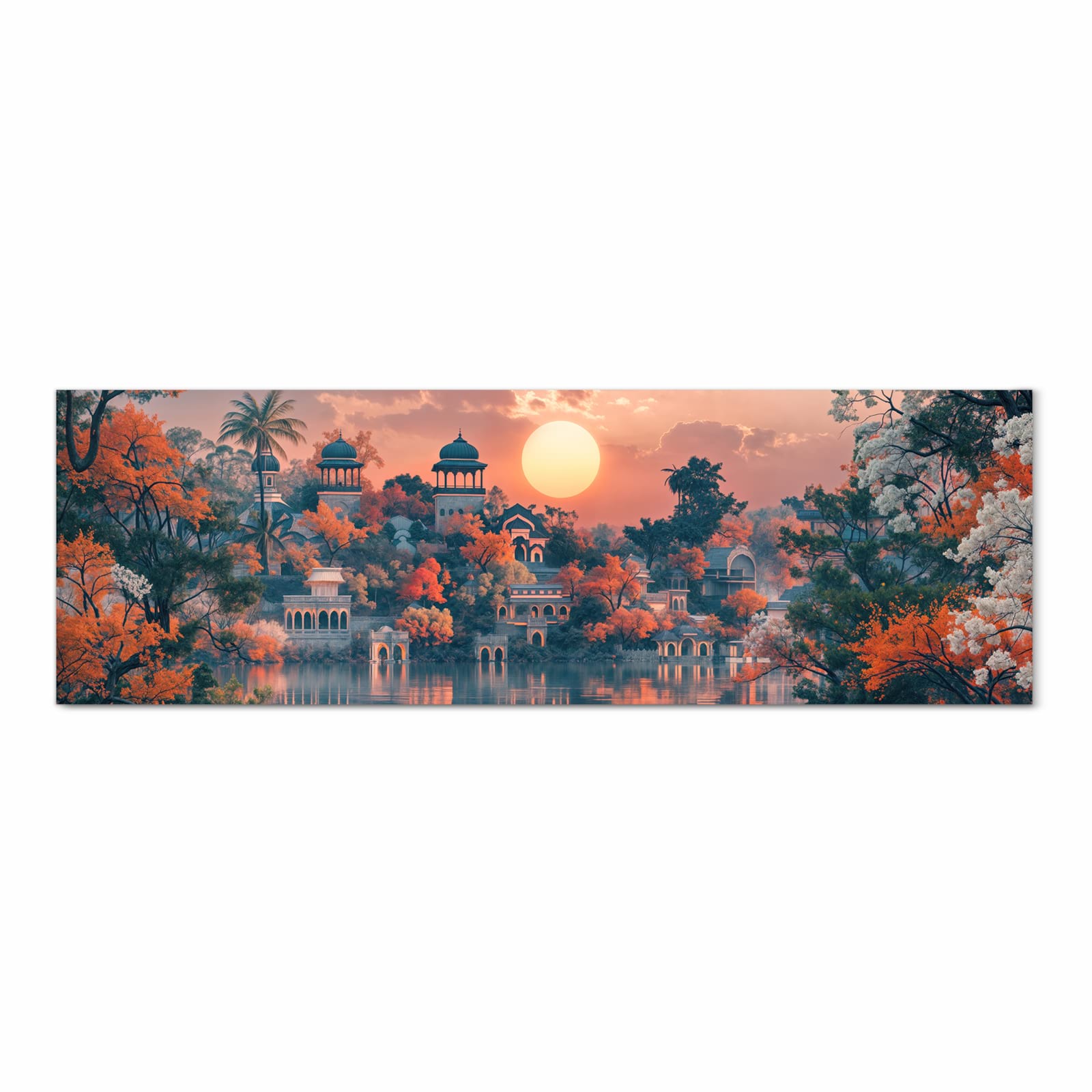 Farbbeständiger Küchenteppich mit Motiv Sonnenuntergangspalast in Frontansicht