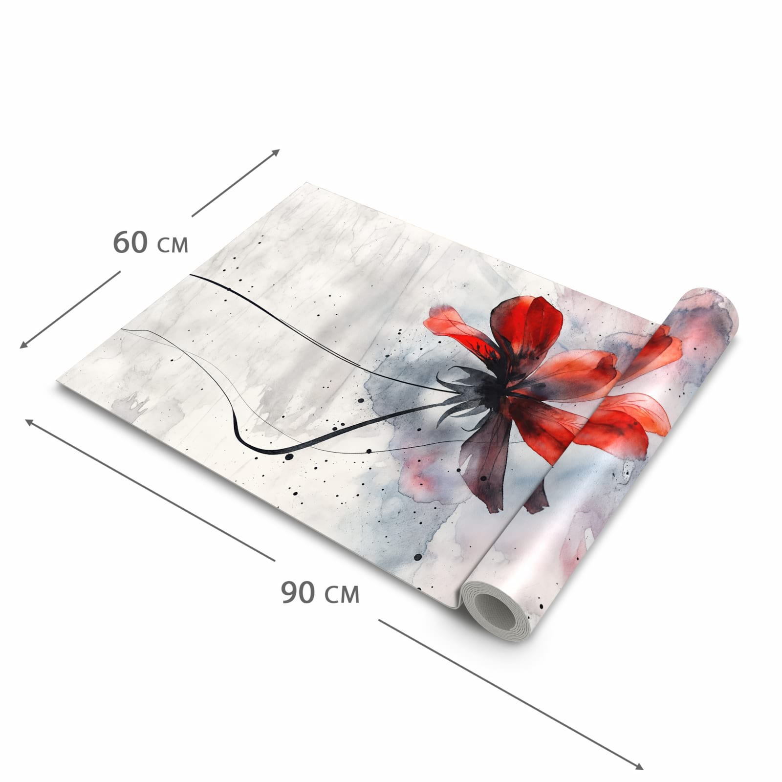 Zeitsparender waschbarer Küchenteppich mit Motiv Abstrakte Blüte in der Grösse 90x180 cm