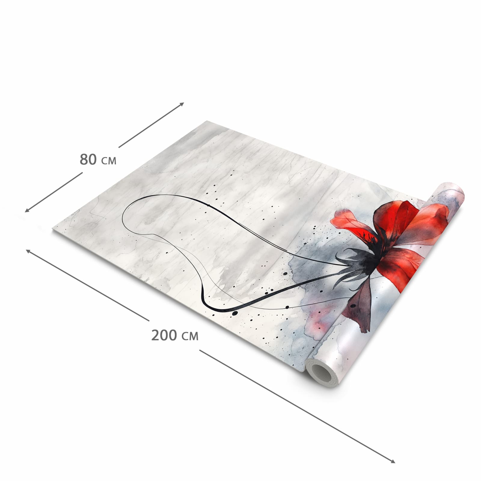 Geräuschdämpfender Küchenläufer mit Motiv Abstrakte Blüte in der Grösse 90x180 cm