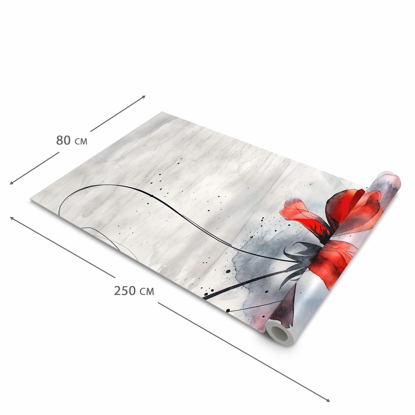 Abriebfester Küchenläufer mit Motiv Abstrakte Blüte in der Grösse 90x180 cm