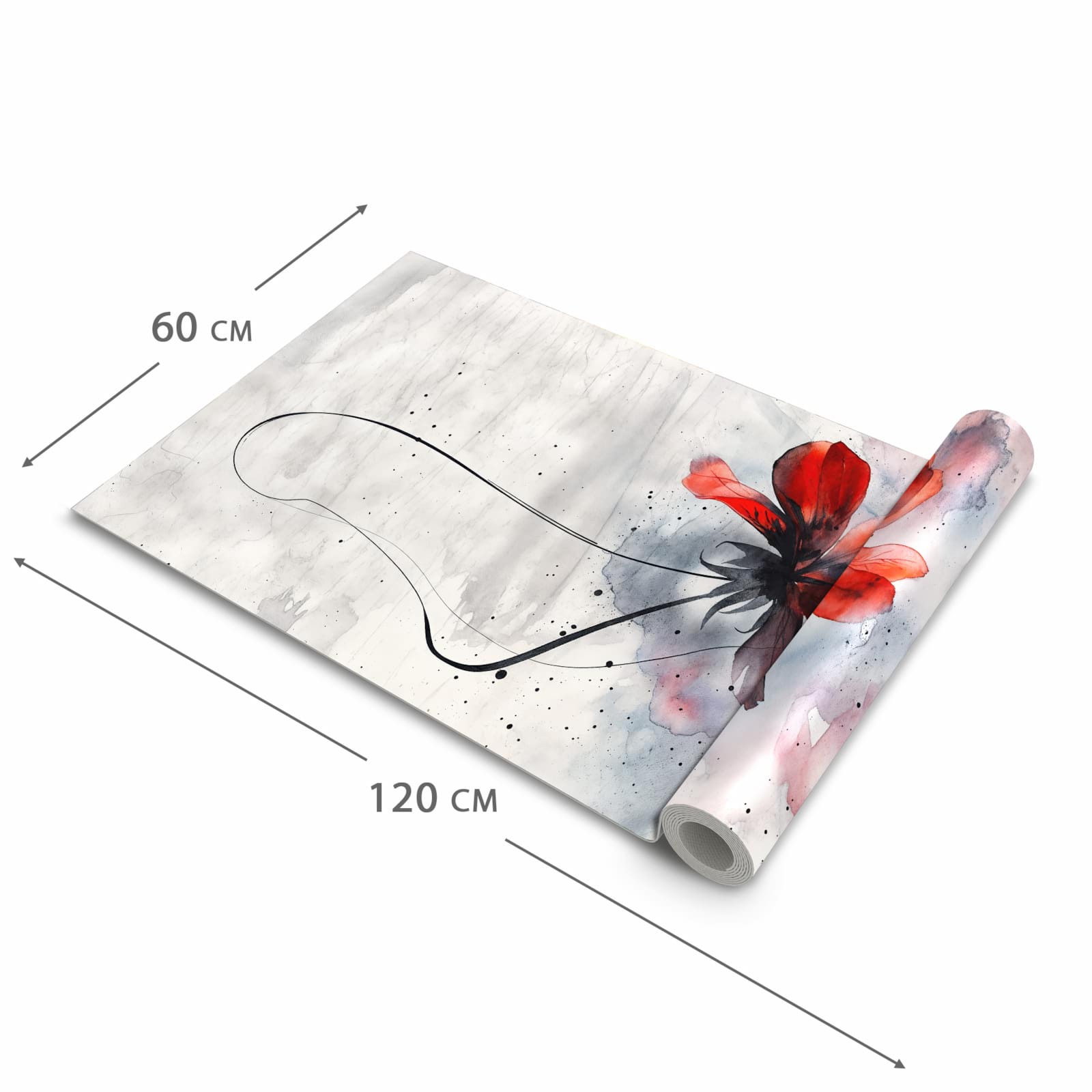 Bodenschonender Küchenteppich mit Motiv Abstrakte Blüte in der Grösse 90x180 cm