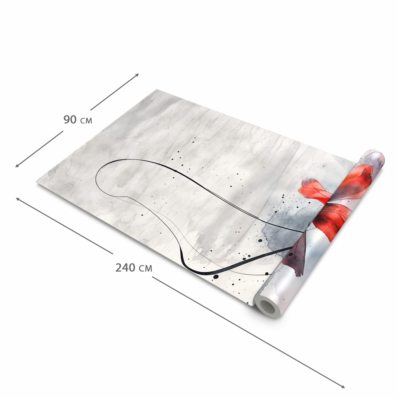 Fleckenresistenter langer Teppich mit Motiv Abstrakte Blüte in der Grösse 90x240 cm