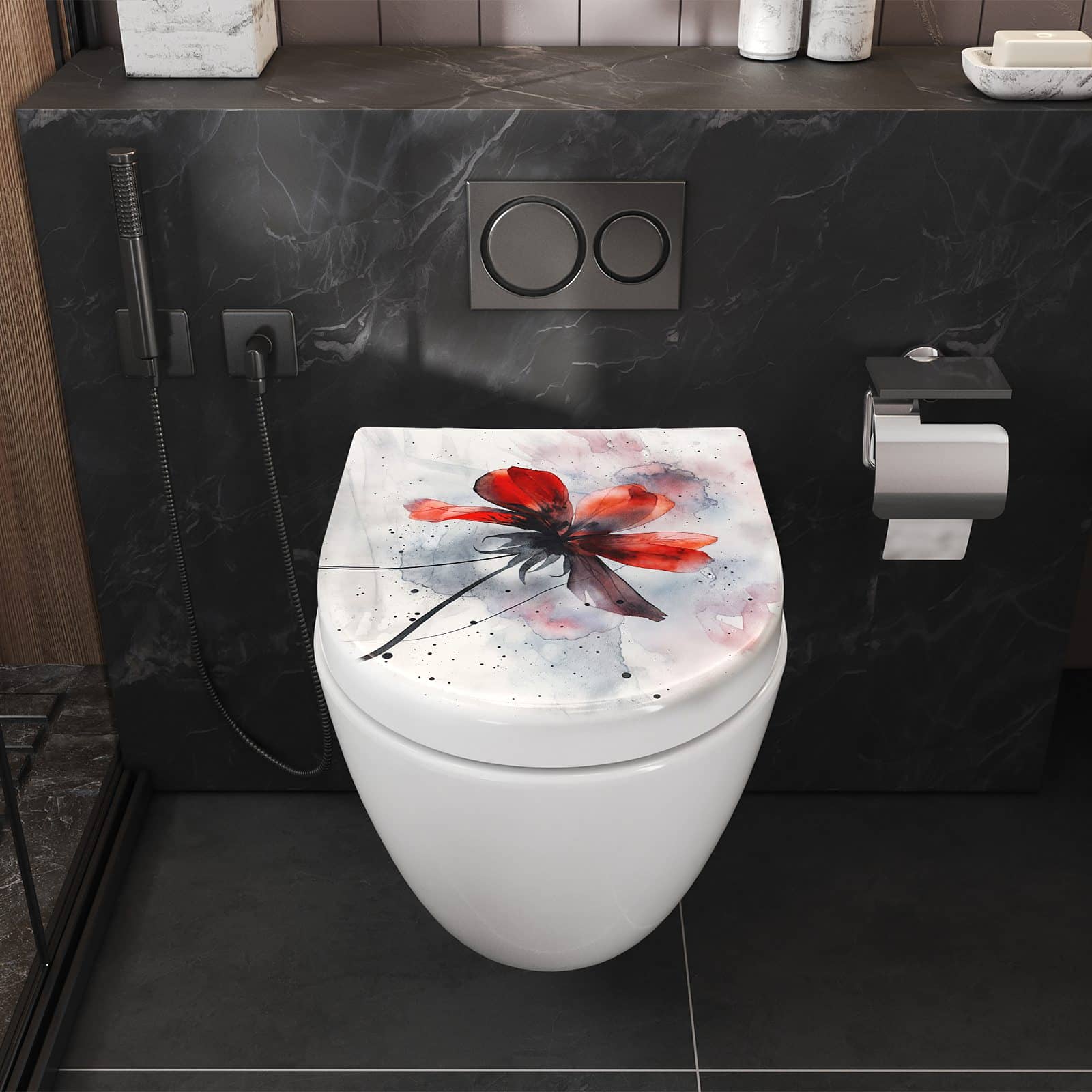 WC-Sitz mit Absenkautomatik Abstrakte Blüte