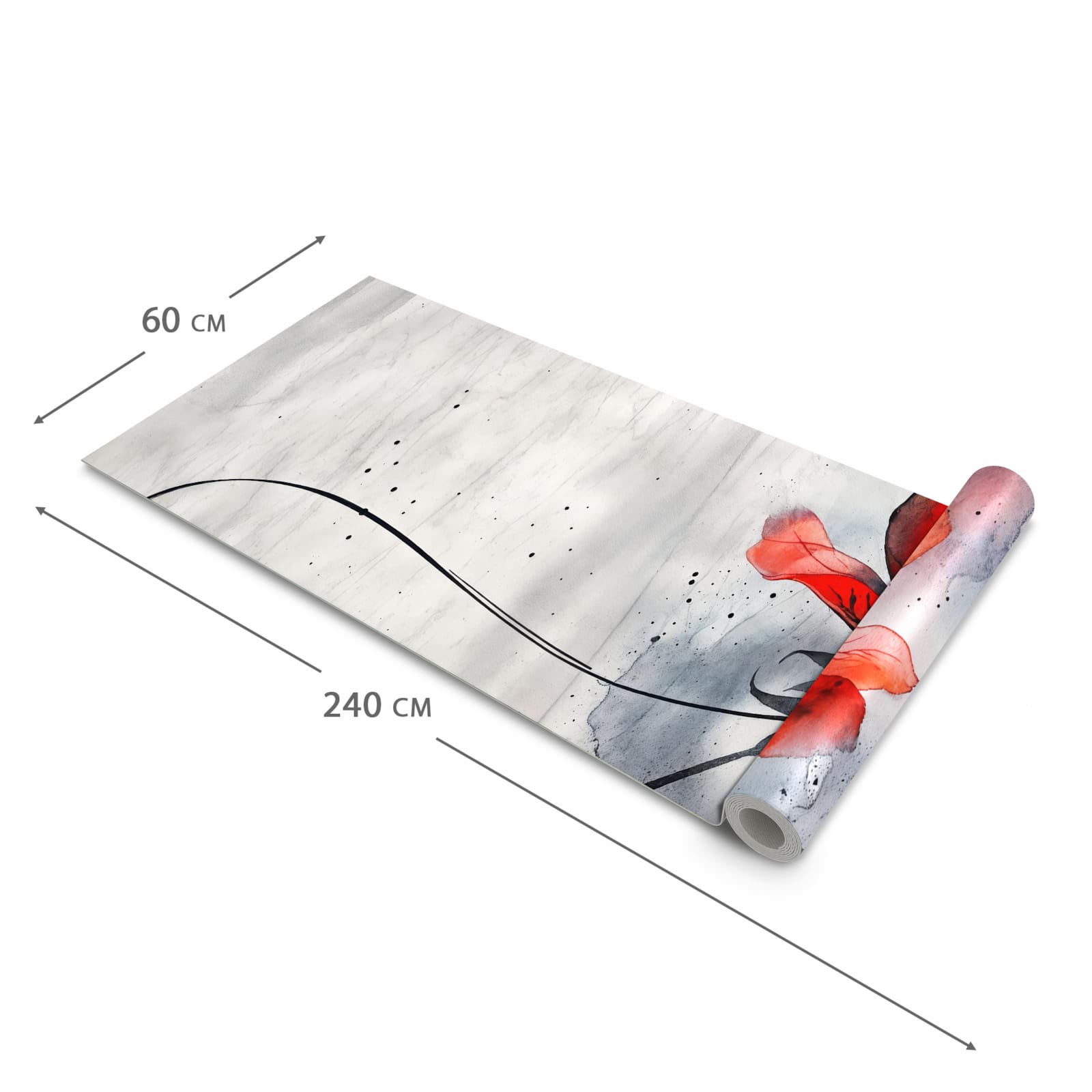Farbbeständiger Küchenteppich mit Motiv Abstrakte Blüte in der Größe 90x180 cm