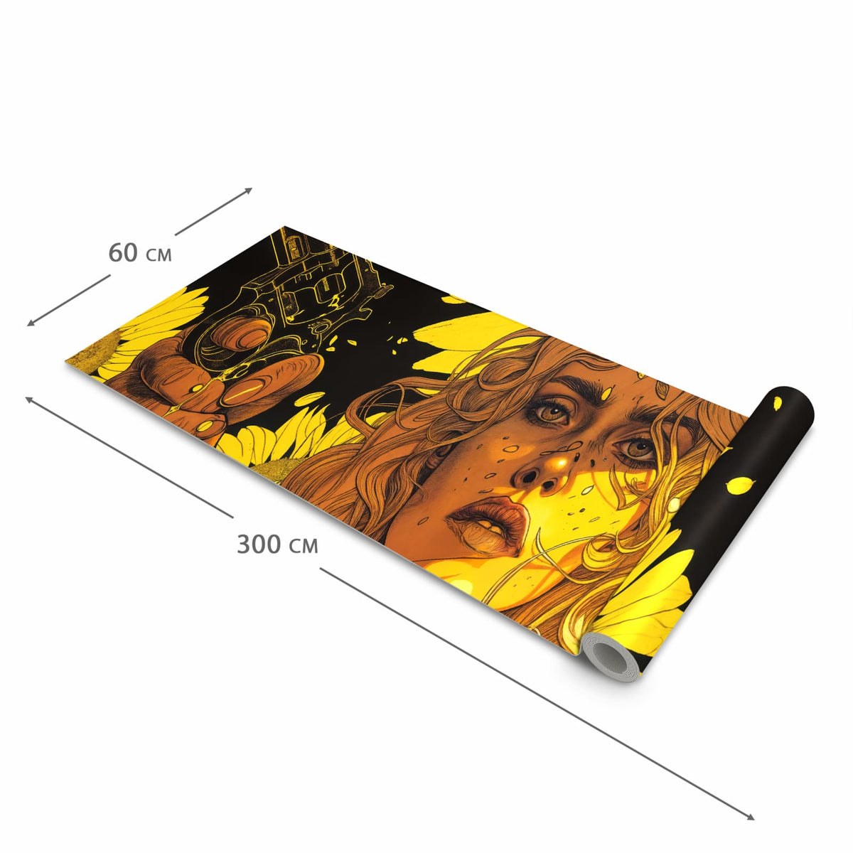 Geräuschdämpfender Küchenläufer mit Motiv Sonnenblumenmädchen in der Grösse 90x180 cm