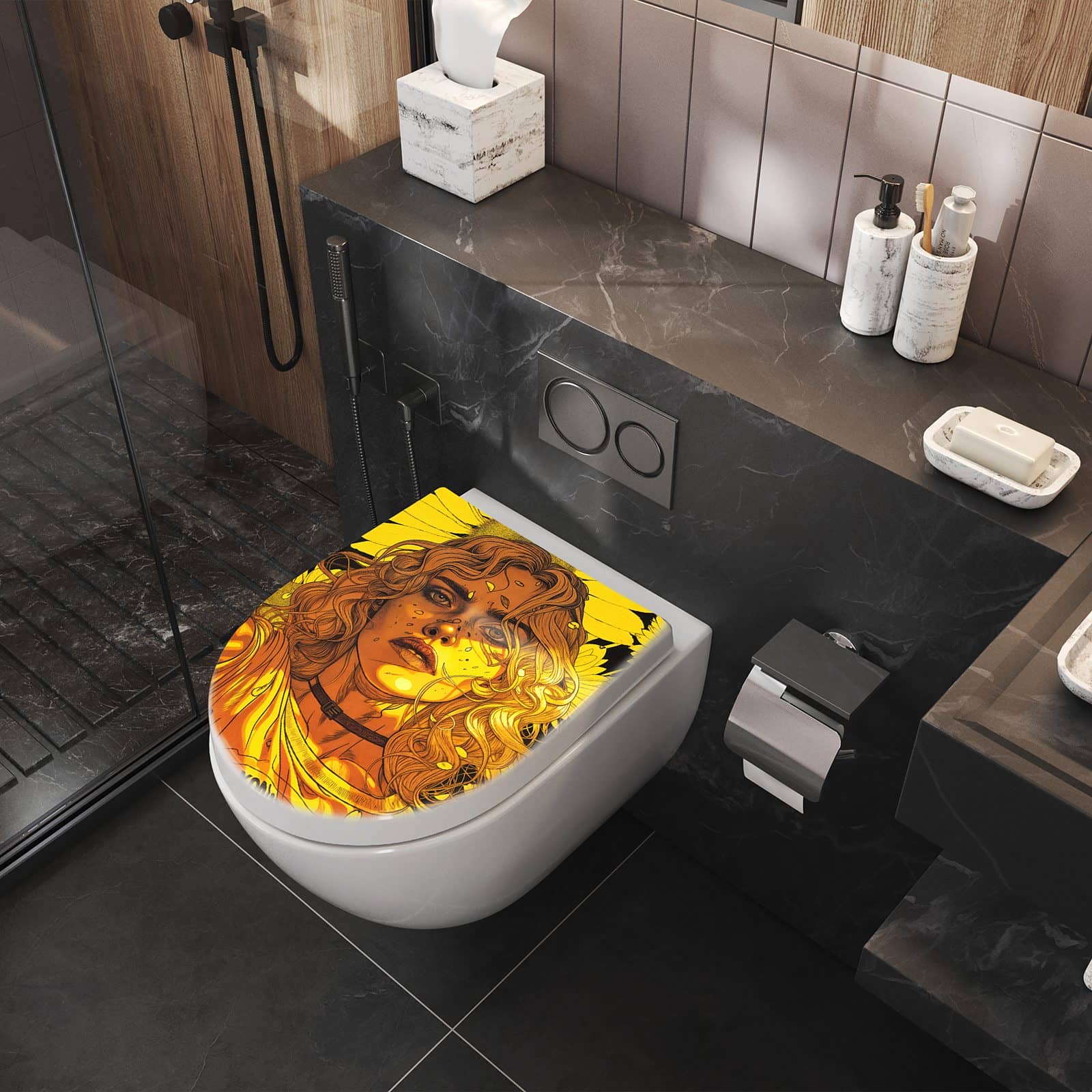 WC-Sitz mit Absenkautomatik Sonnenblumenmädchen