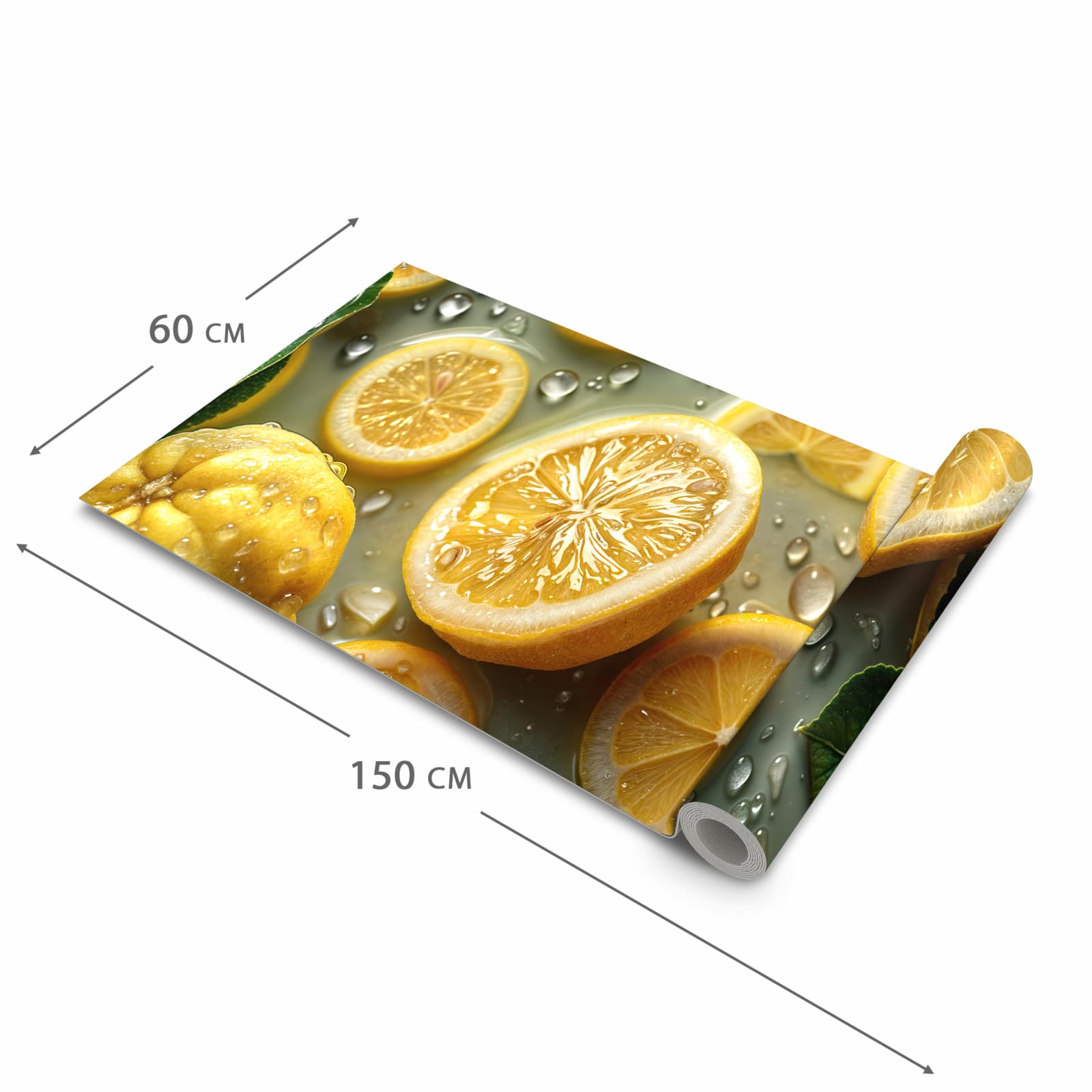 Komfortabler rutschfester Teppich mit Motiv Zitronenfrische in der Grösse 80x300 cm