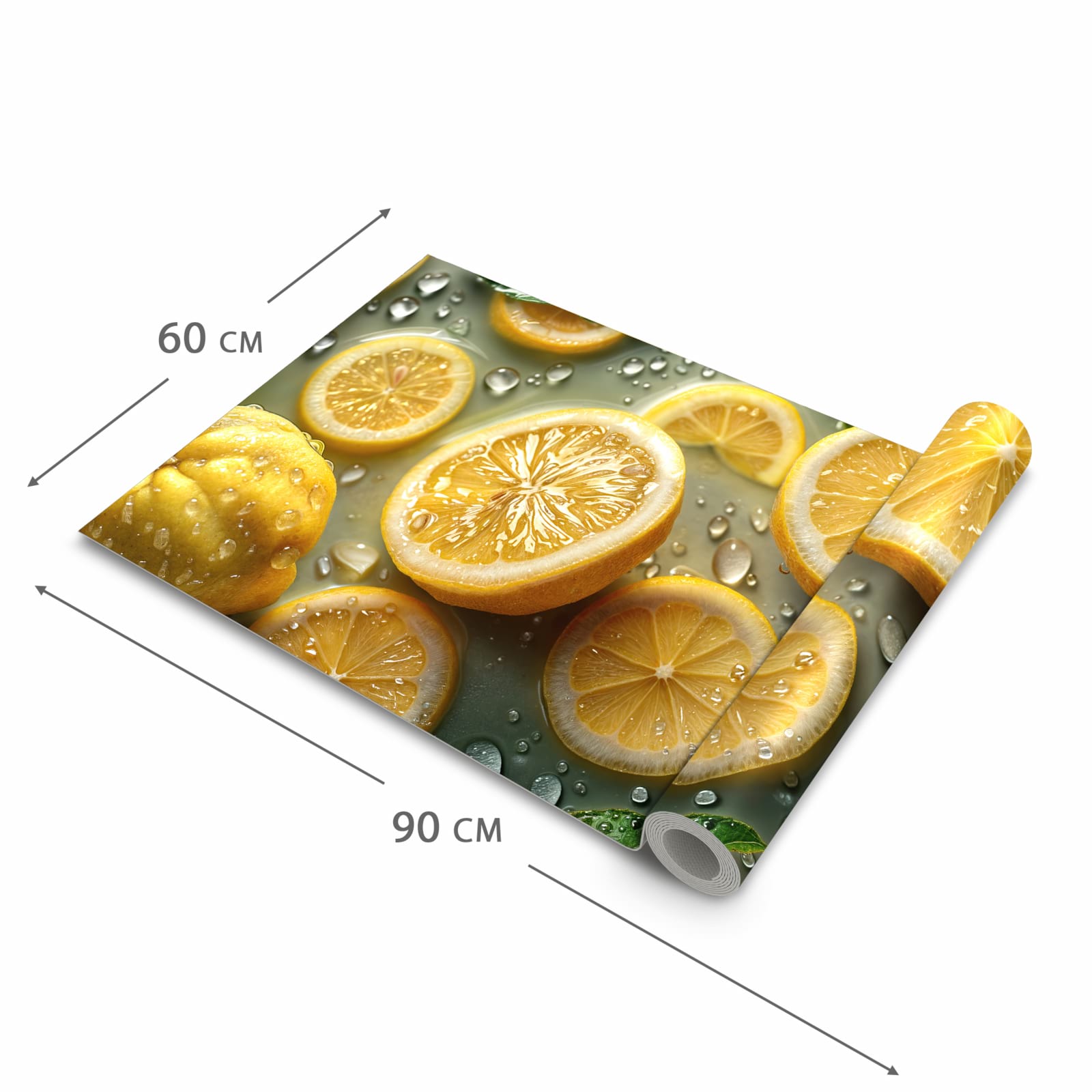 Strapazierfähiger Bodenläufer mit Motiv Zitronenfrische in der Grösse 80x300 cm