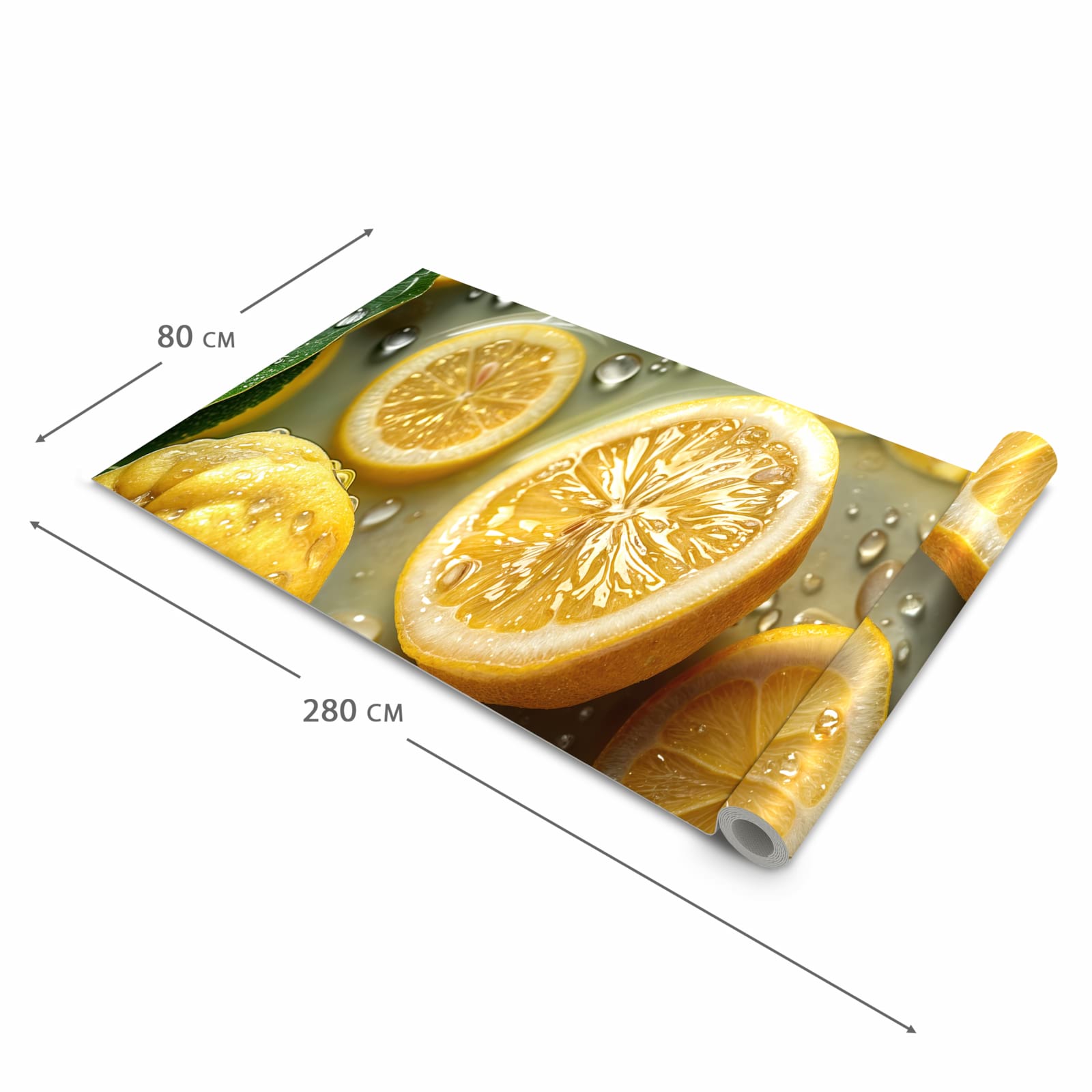 Rutschfester waschbarer Küchenteppich mit Motiv Zitronenfrische in der Grösse 80x300 cm