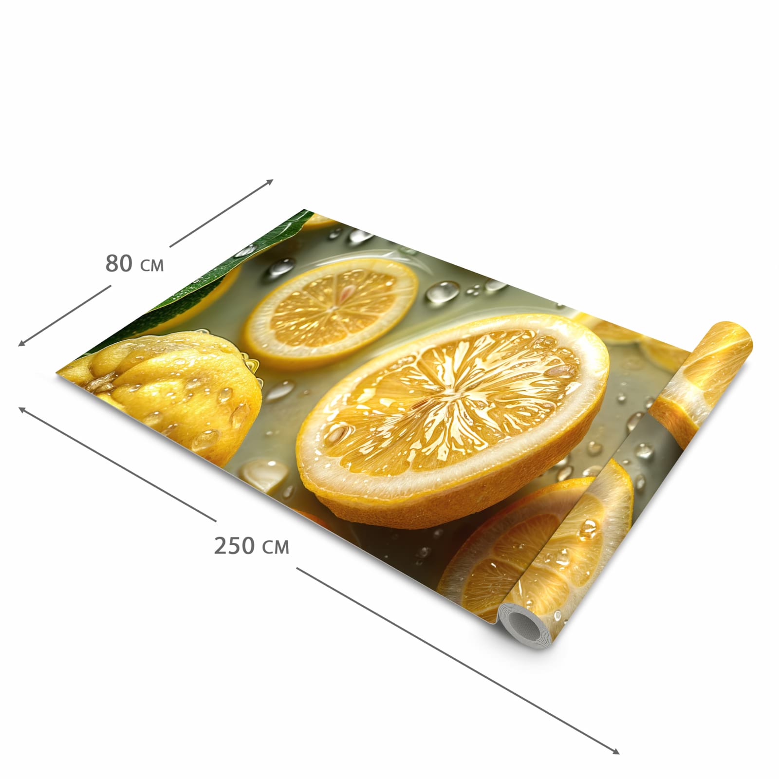 Langlebiger Küchenteppich mit Motiv Zitronenfrische in der Grösse 80x300 cm