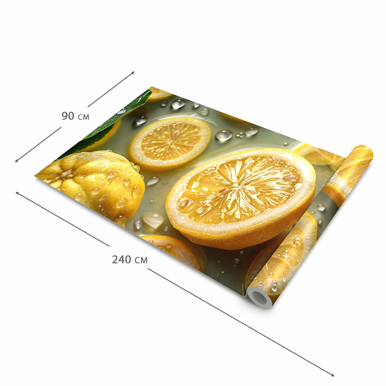 Küchenteppich mit Motiv Zitronenfrische in der Grösse 80x300 cm für Ordnung & Übersicht