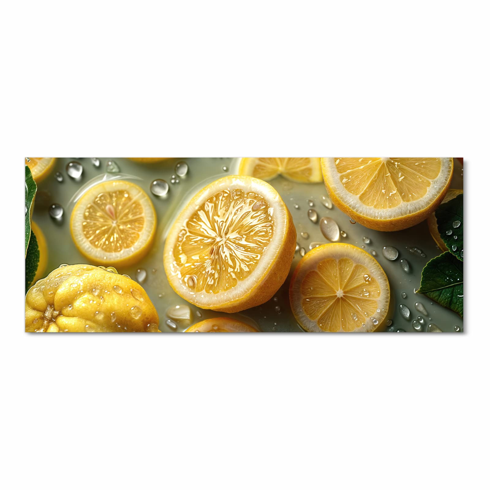 UV-beständiger Küchenteppich mit Motiv Zitronenfrische in Frontansicht für die Küche