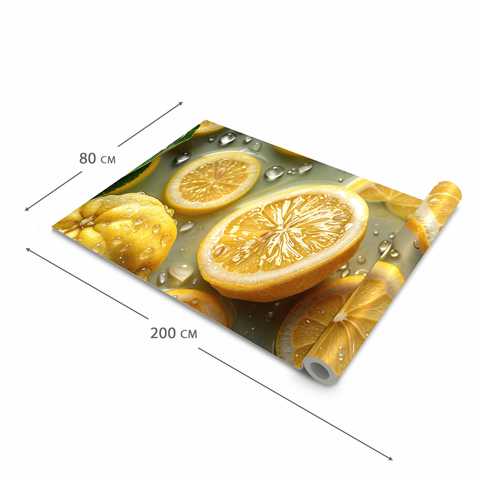 Waschbarer Bodenläufer Teppich mit Motiv Zitronenfrische in der Grösse 80x300 cm