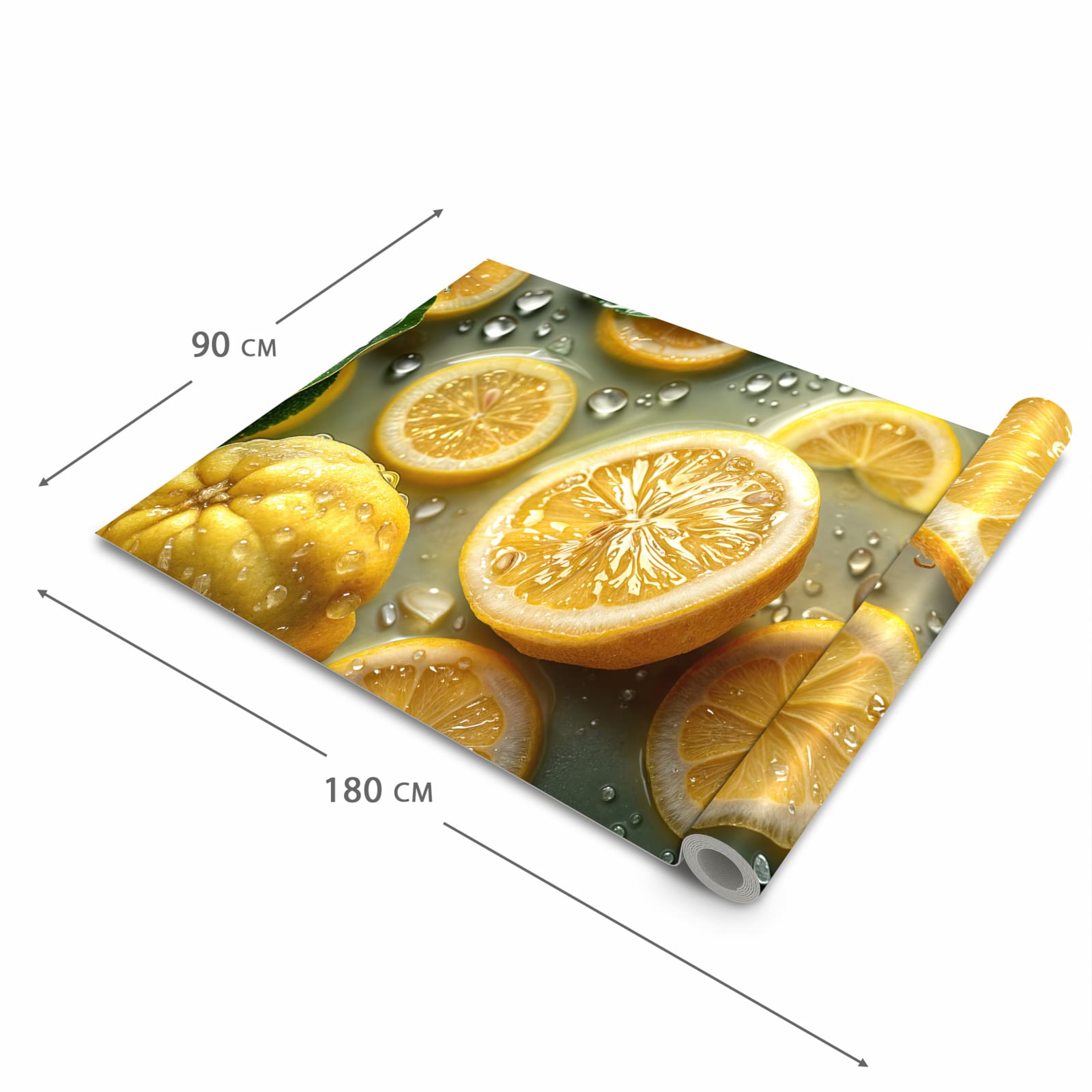 Bodenschonender rutschfester Küchenteppich mit Motiv Zitronenfrische in der Grösse 80x300 cm