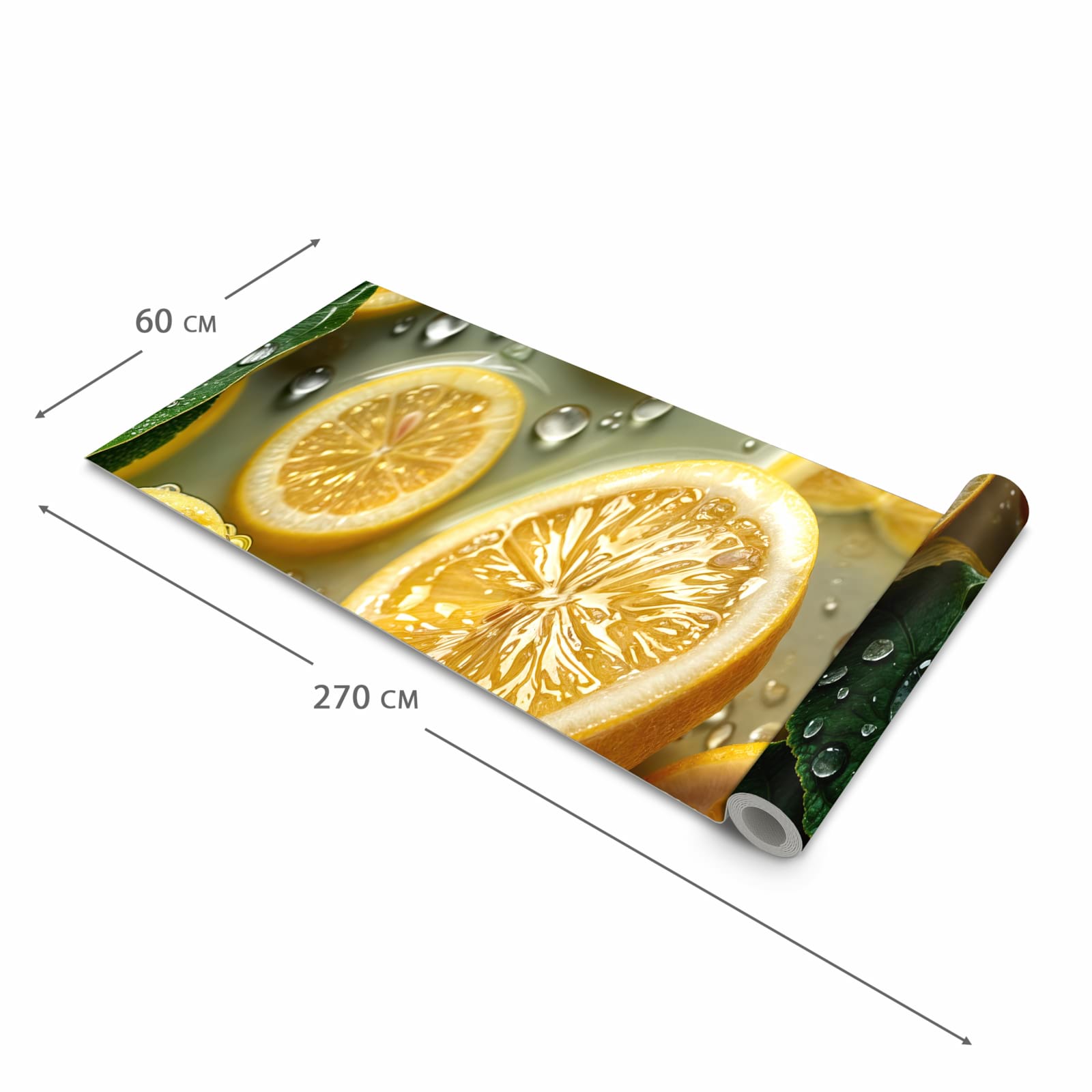 Waschbarer Teppich für Esstisch mit Motiv Zitronenfrische in der Größe 80x300 cm