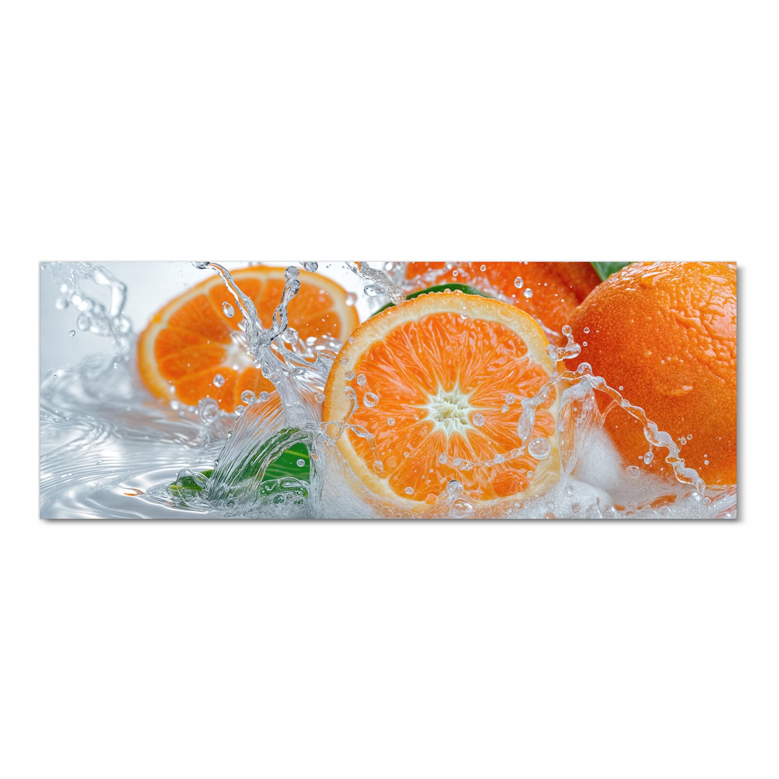 Geräuschdämpfender Küchenteppich mit Motiv Spritzige Orangen in Frontansicht