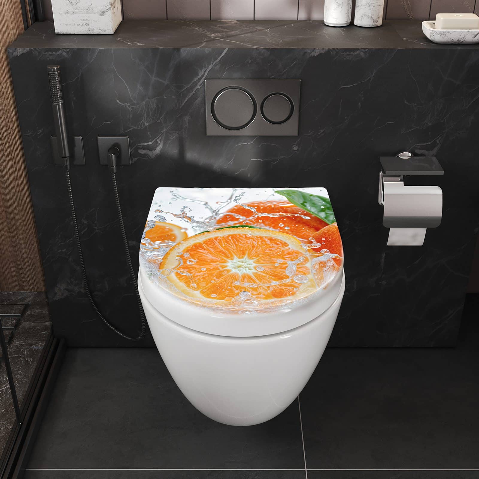 WC-Sitz mit Absenkautomatik Spritzige Orangen