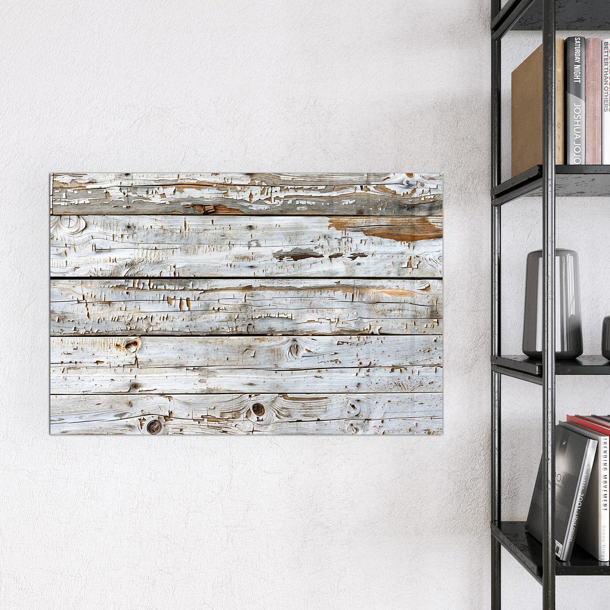 Magnettafel - Weiße Holzpatina – Weiß patinierte Holzbretter