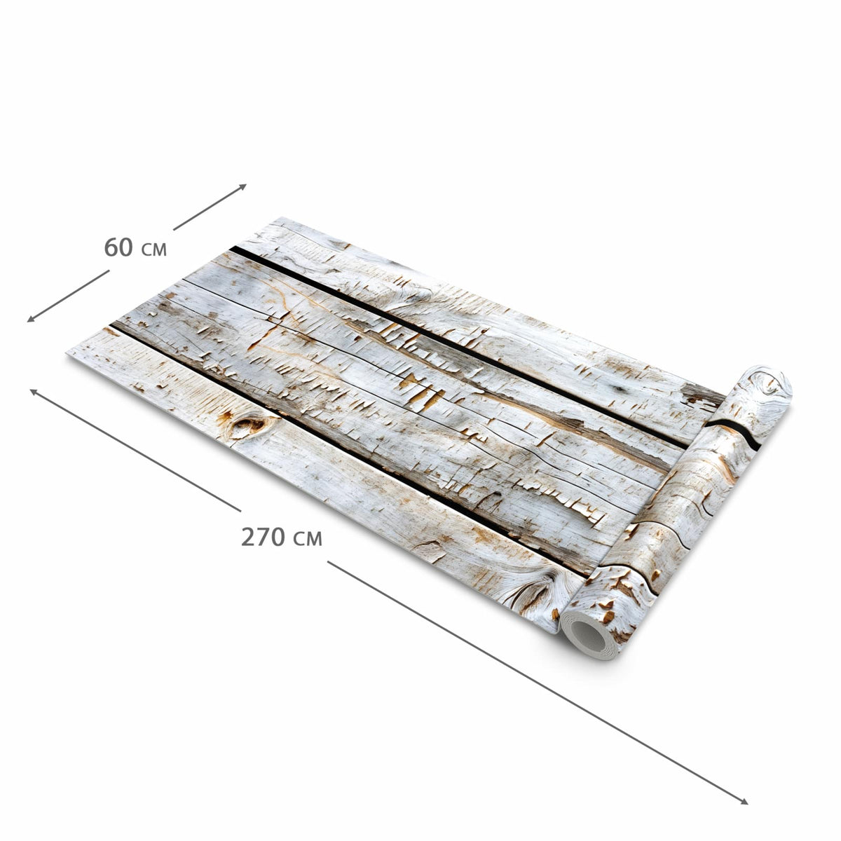 Strapazierfähiger Küchenläufer mit Motiv Holzbretter von Verwitterte in der Grösse 80x280 cm