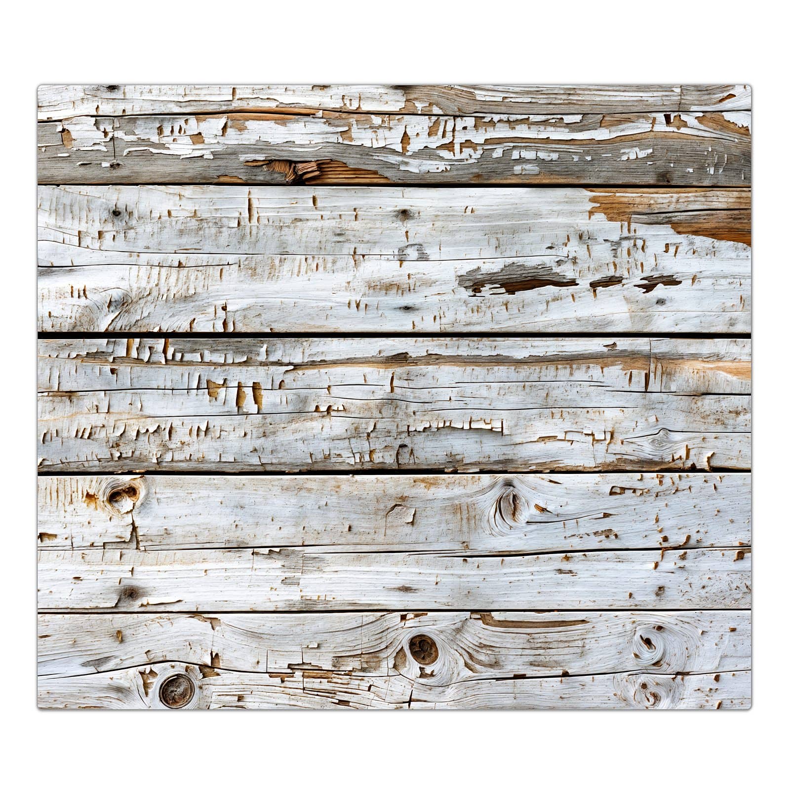 1-teilige Herdabdeckung aus Glas mit Weiße Holzpatina-Motiv in der Frontansicht #grösse_1-Teilig (60x52cm)