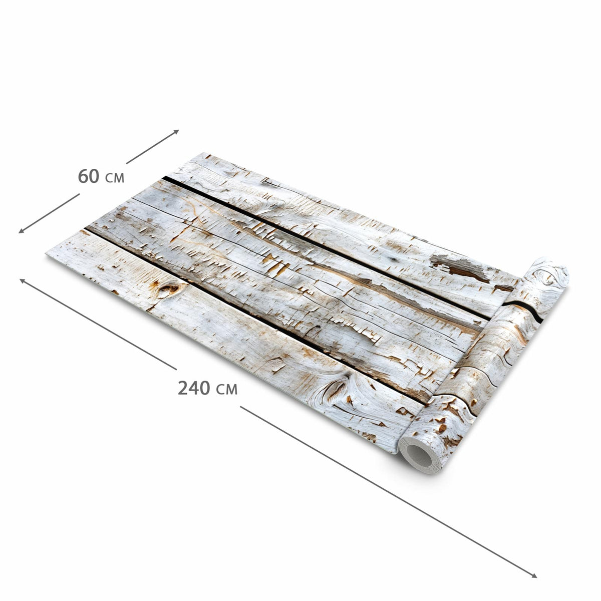 Hygienischer abwaschbarer Küchenteppich mit Motiv Holzbretter von Verwitterte in der Grösse 80x280 cm
