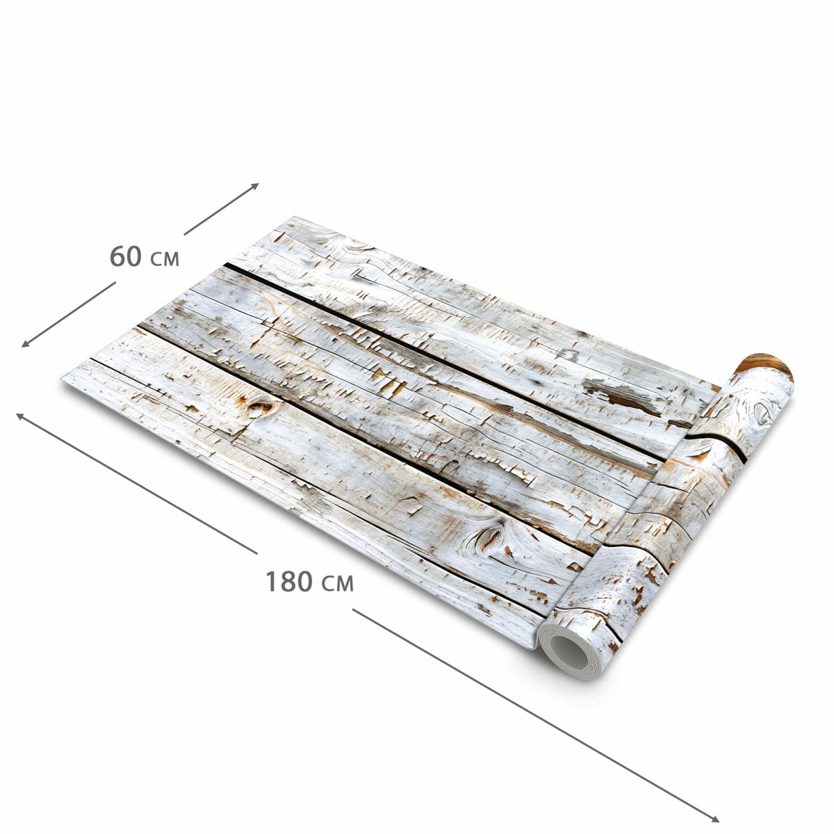 Abwaschbarer Küchenläufer mit Motiv Holzbretter von Verwitterte in der Größe 80x280 cm für angenehme Haptik