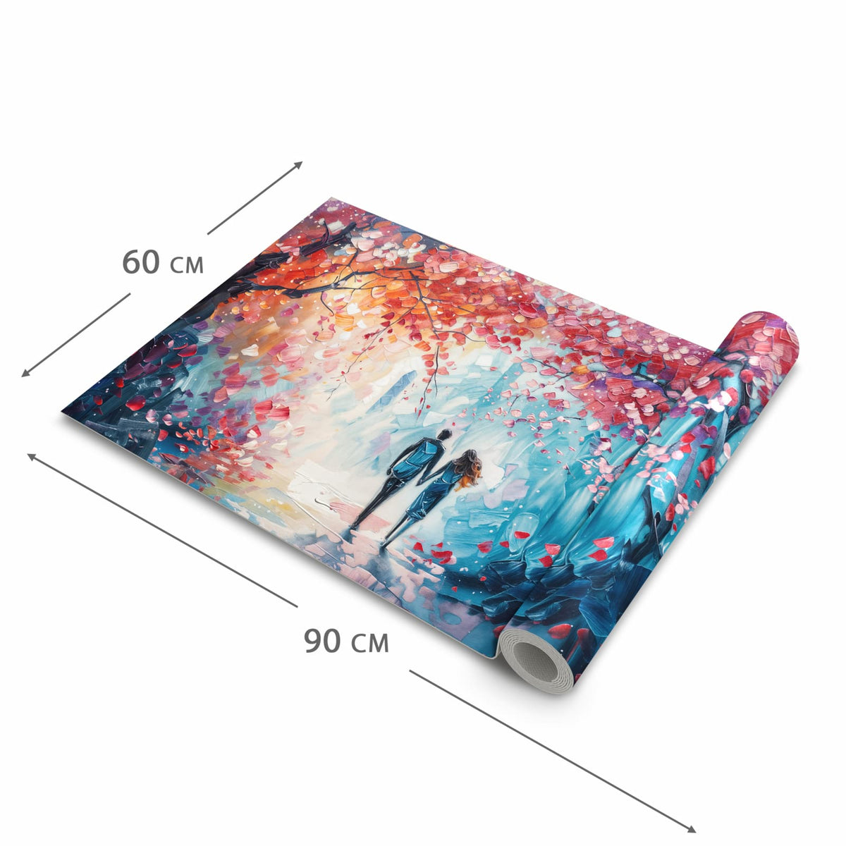 Fleckenresistenter rutschfester Küchenläufer mit Motiv Herbstlicher Spaziergang in der Größe 80x280 cm