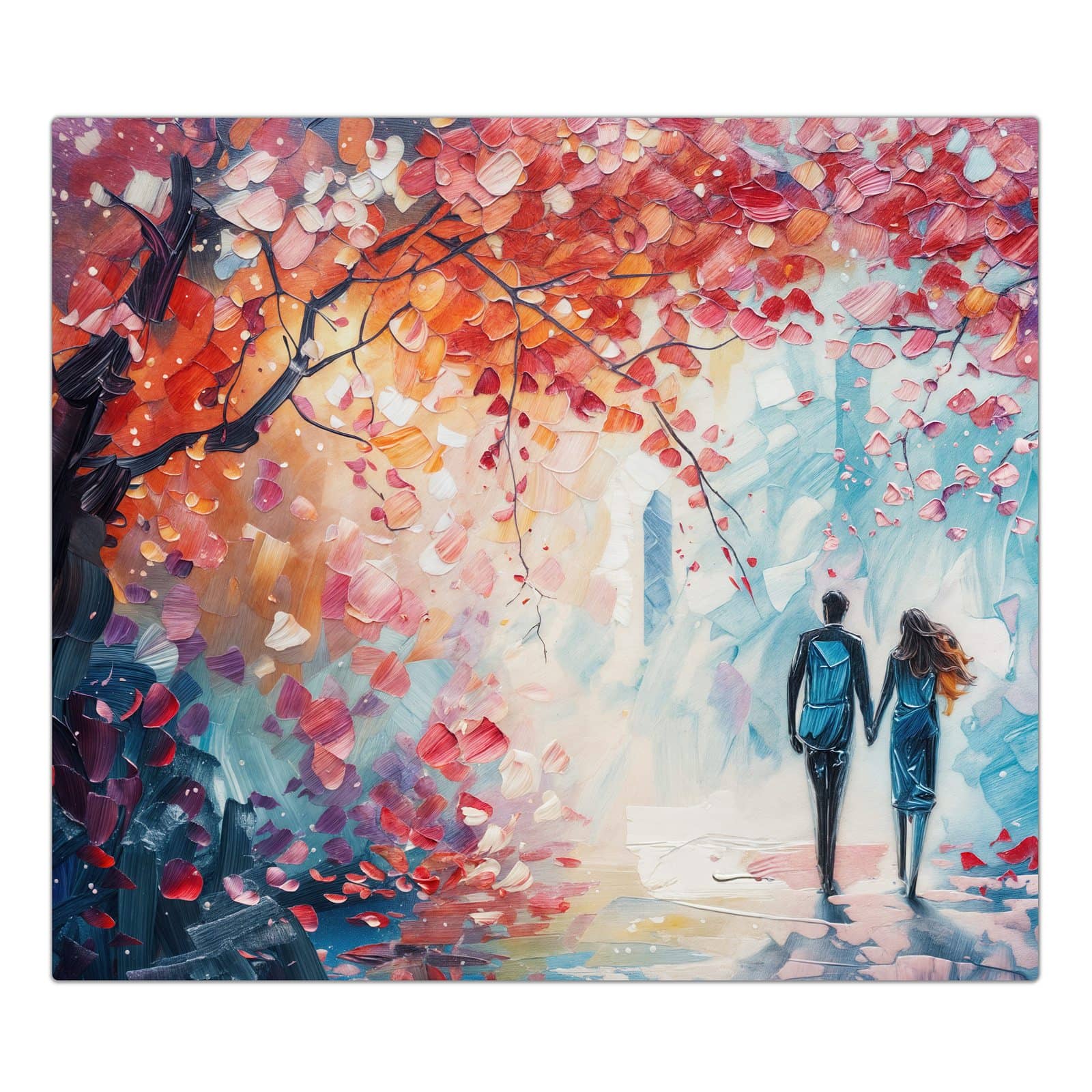 1-teilige Herdabdeckplatte für Induktion mit Herbstlicher Spaziergang-Motiv in der Frontansicht #grösse_1-Teilig (60x52cm)