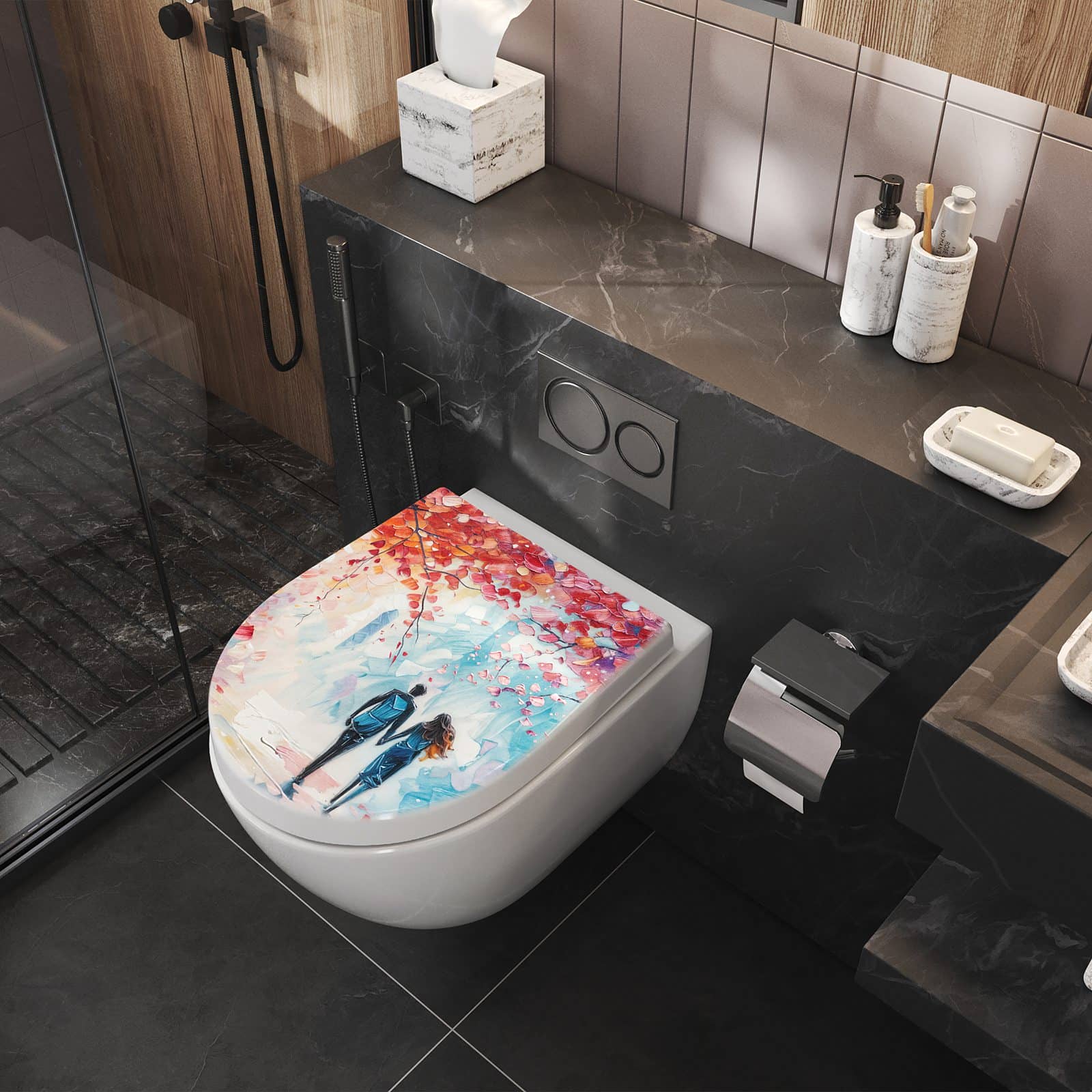 WC-Sitz mit Absenkautomatik Herbstlicher Spaziergang