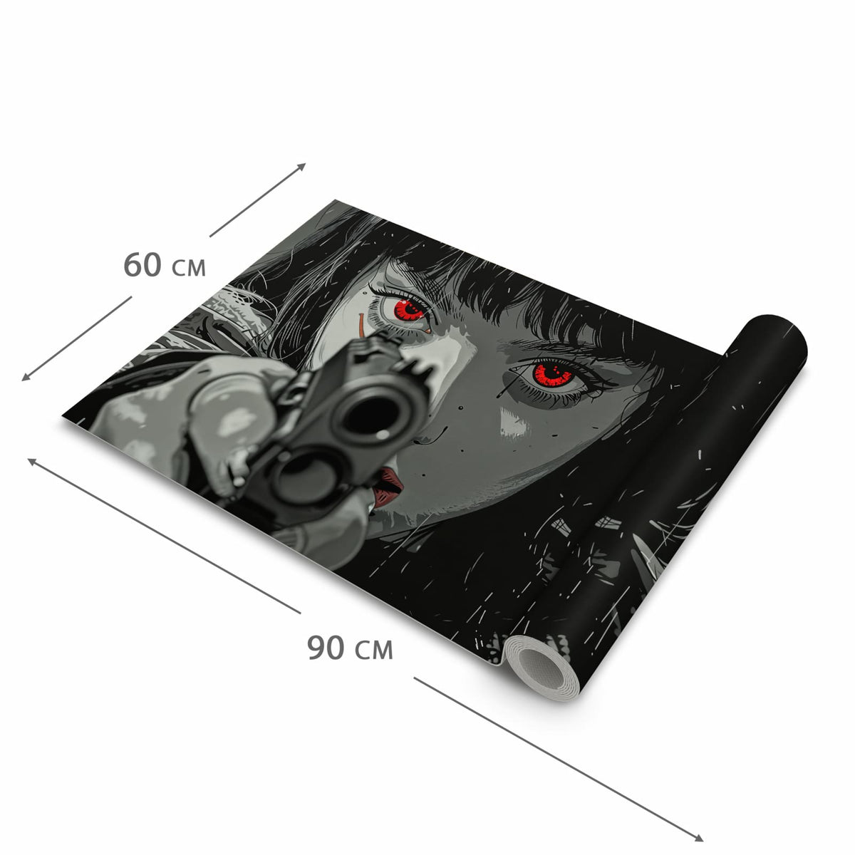 Feuchtigkeitsresistenter Küchenteppich mit Motiv Blick Durch Schusswaffe in der Grösse 80x250 cm