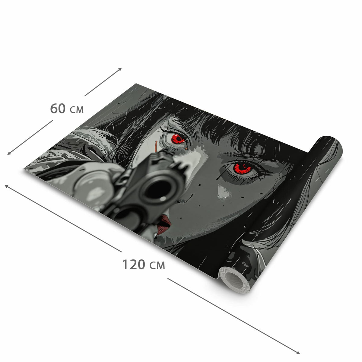 Waschbarer dünner Küchenteppich mit Motiv Blick Durch Schusswaffe in der Grösse 80x250 cm