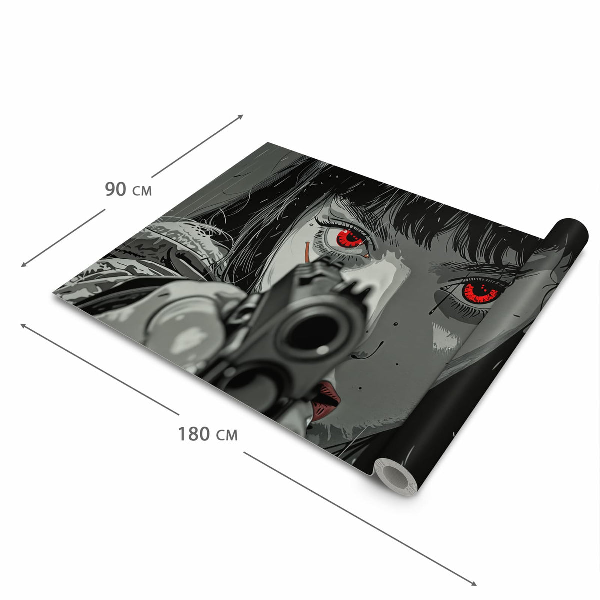 Formstabiler waschbarer Küchenteppich mit Motiv Blick Durch Schusswaffe in der Grösse 80x280 cm