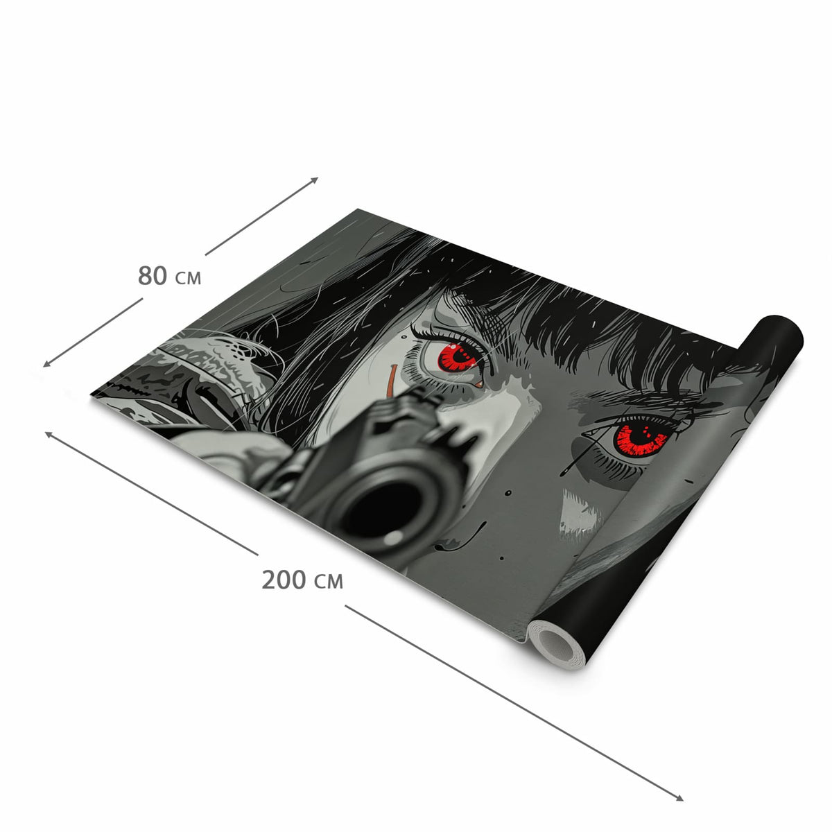 Bodenschonender waschbarer Küchenteppich mit Motiv Blick Durch Schusswaffe in der Grösse 80x250 cm