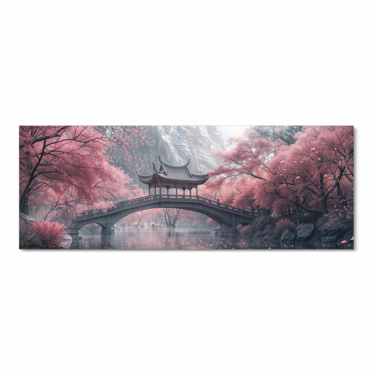 Rutschfester Küchenläufer mit Motiv Japanischer Garten in Frontansicht