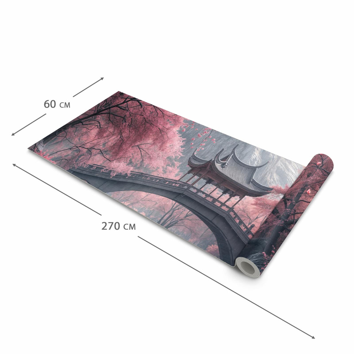 Fleckenresistenter Küchenläufer mit Motiv Japanischer Garten in der Grösse 80x250 cm