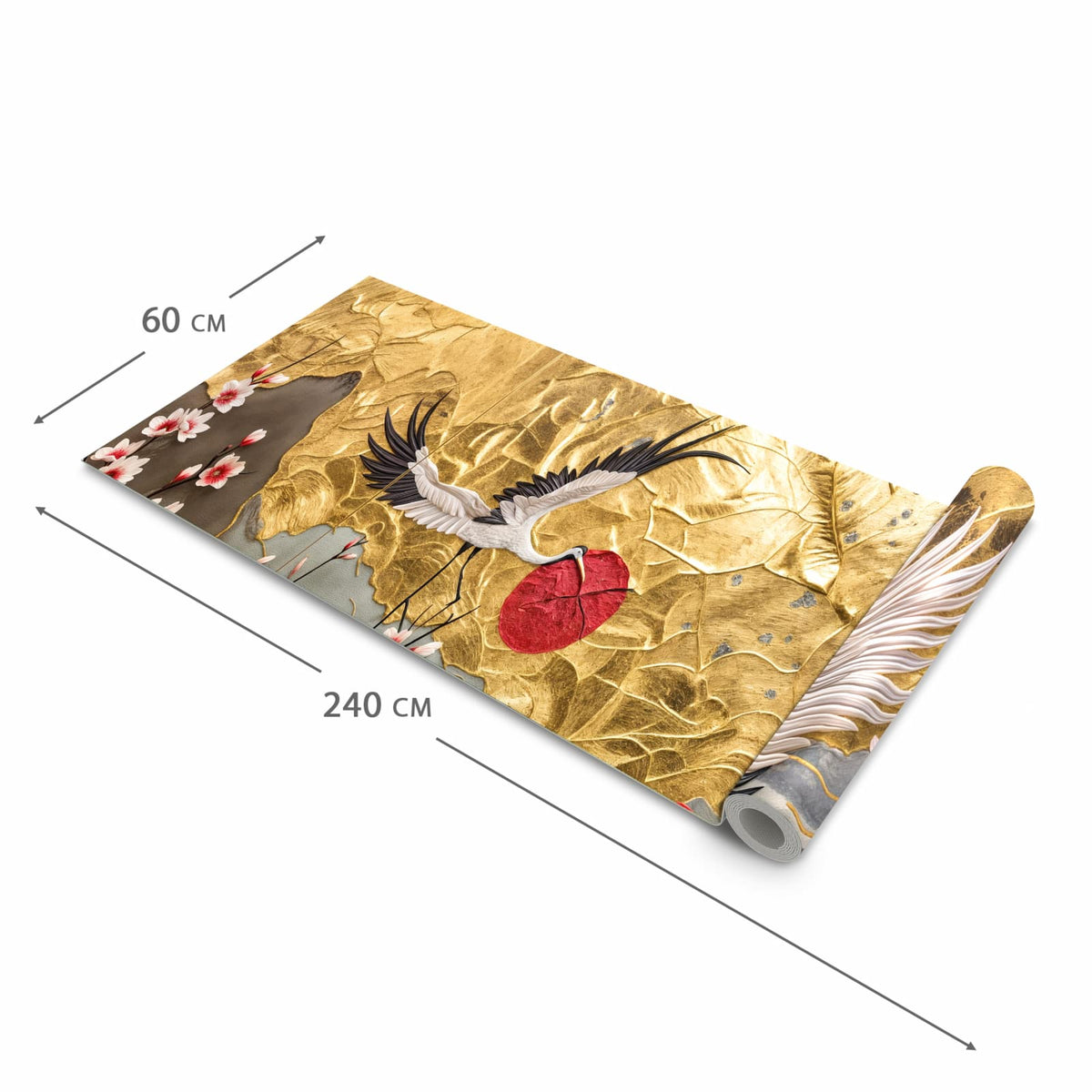 Schmutzabweisender Küchenläufer mit Motiv Blüten und Kraniche in der Grösse 80x200 cm