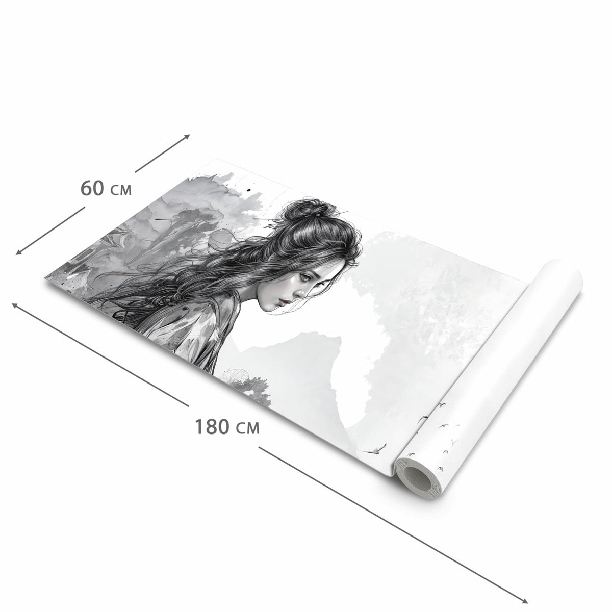 Feuchtigkeitsresistenter Bodenläufer mit Motiv Samurai Kriegerin Stadt in der Grösse 80x200 cm